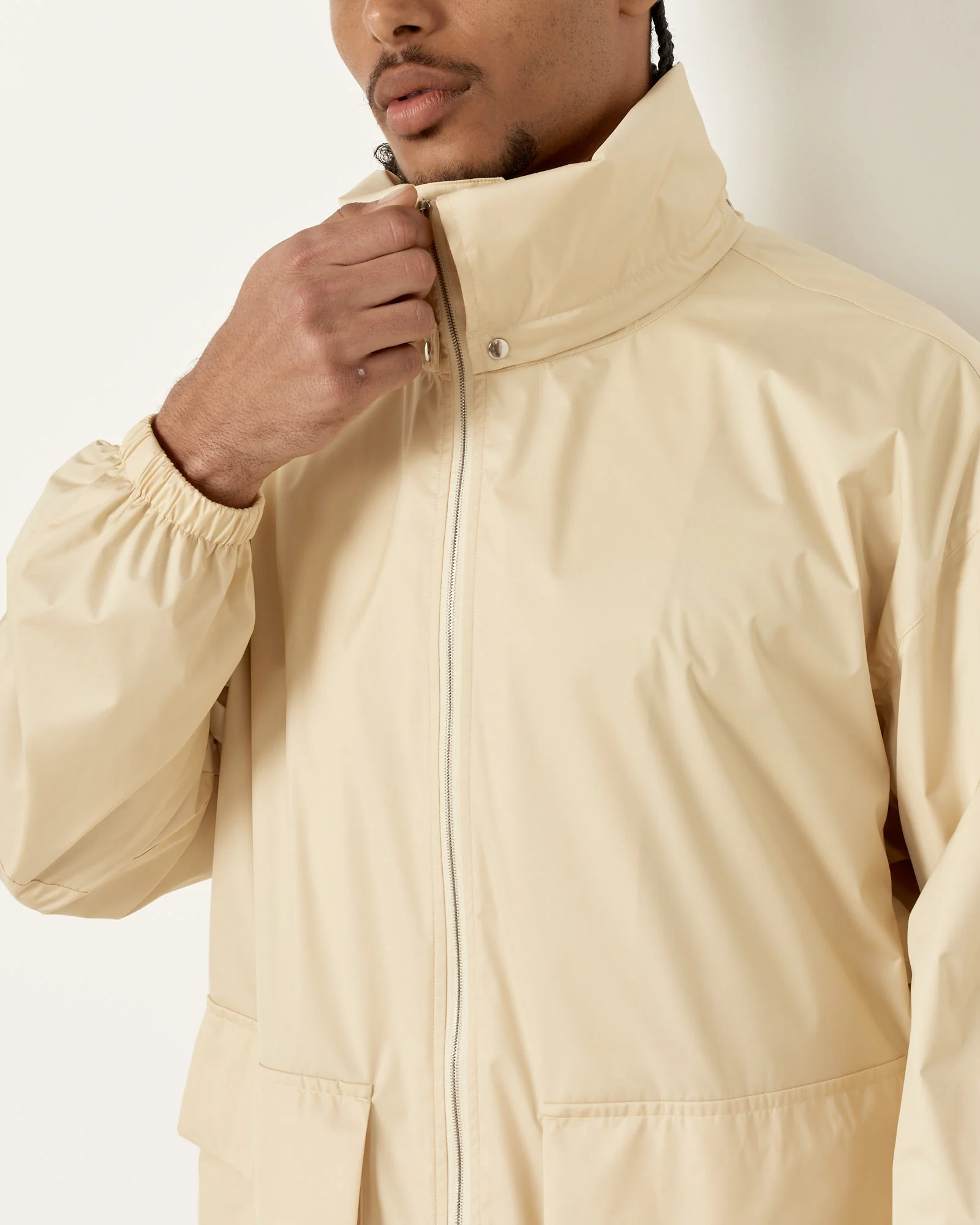 Laminate Zip Blouson in Light Beige - Image 5