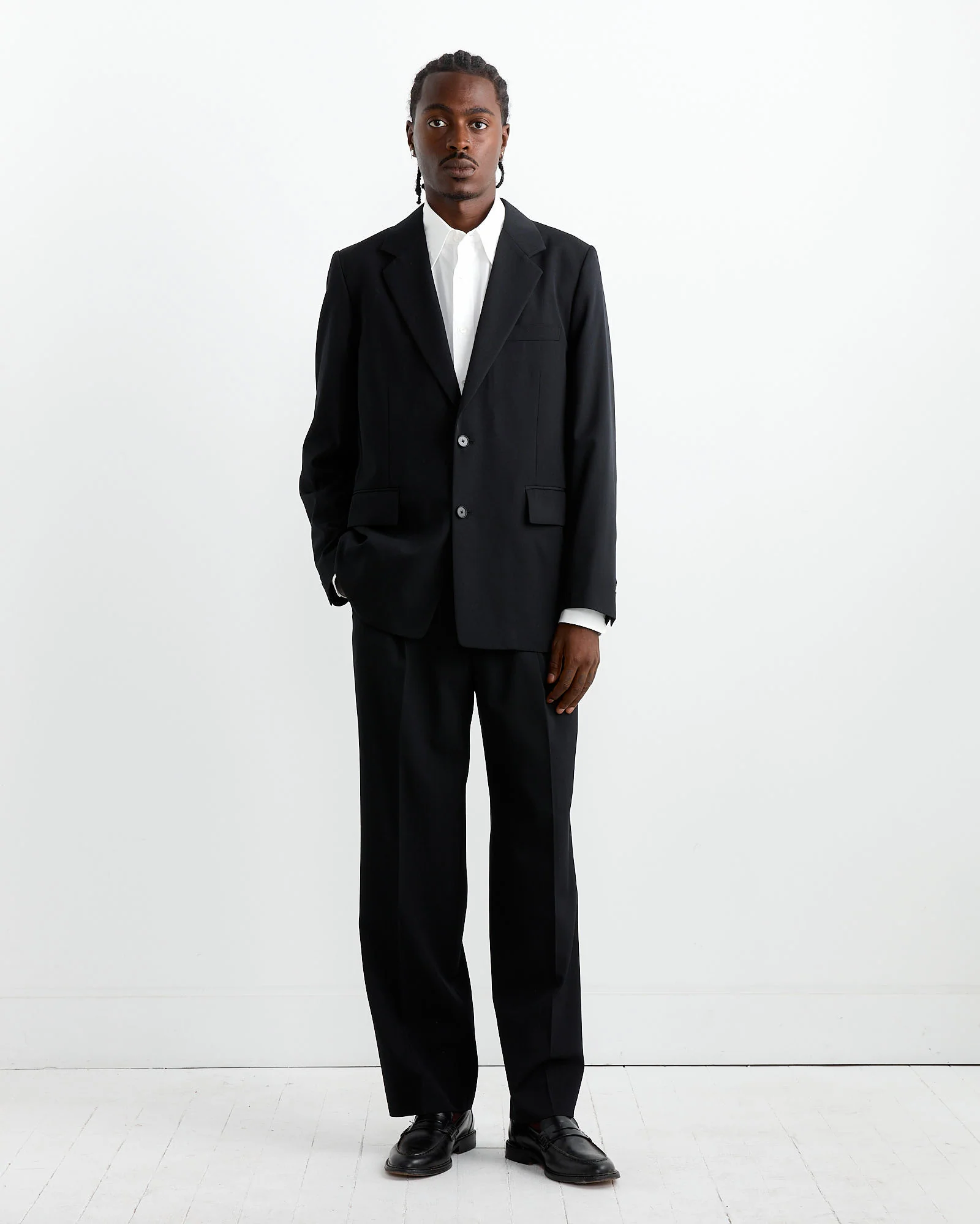 Light Wool Gabardine Jacket in Top Black - Image 2