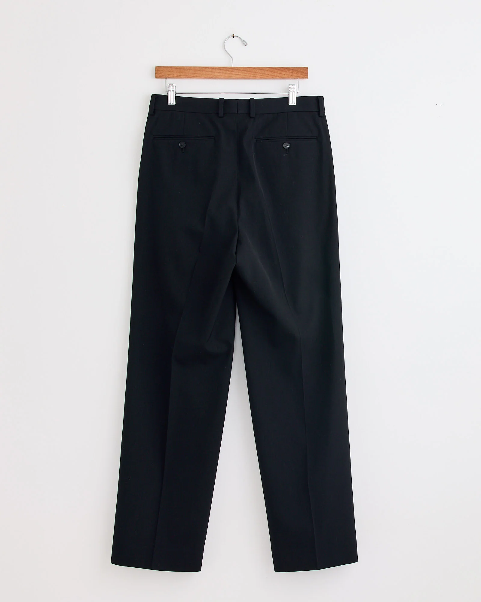Light Wool Gabardine Two Tuck Slack in Top Black - Image 2