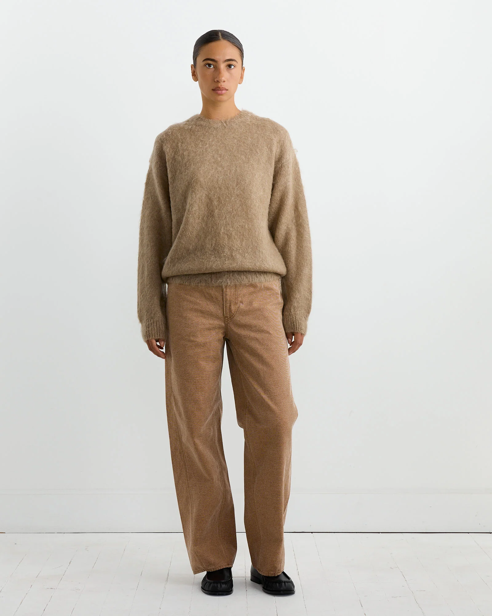 Mohair Knit Pullover in Grey Beige - Image 2