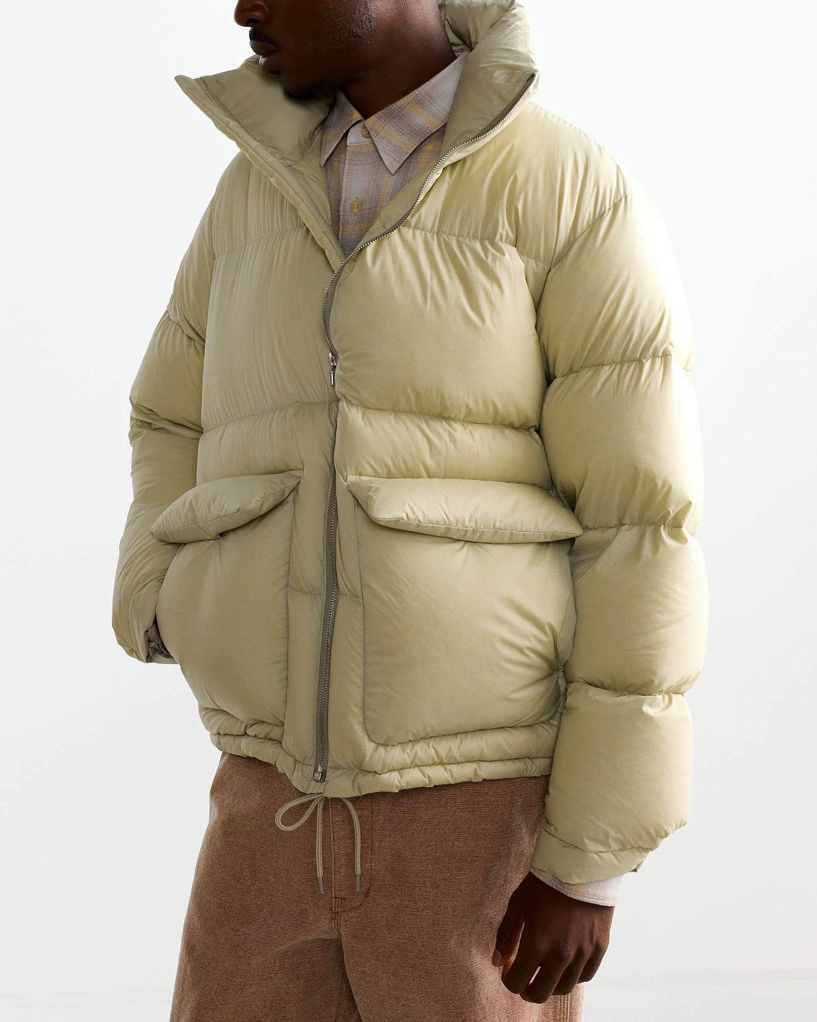 Nylon Ripstop Down Blouson in Light Khaki - Image 3