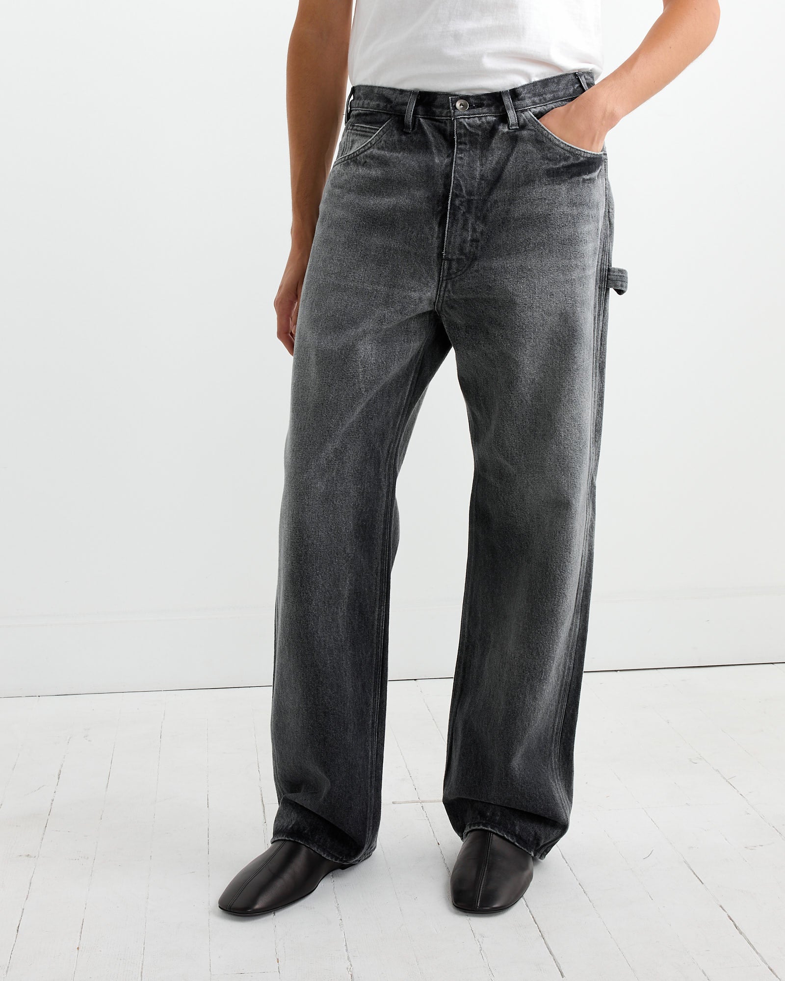 Selvedge Denim Painter Pant in Faded Black - Image 2