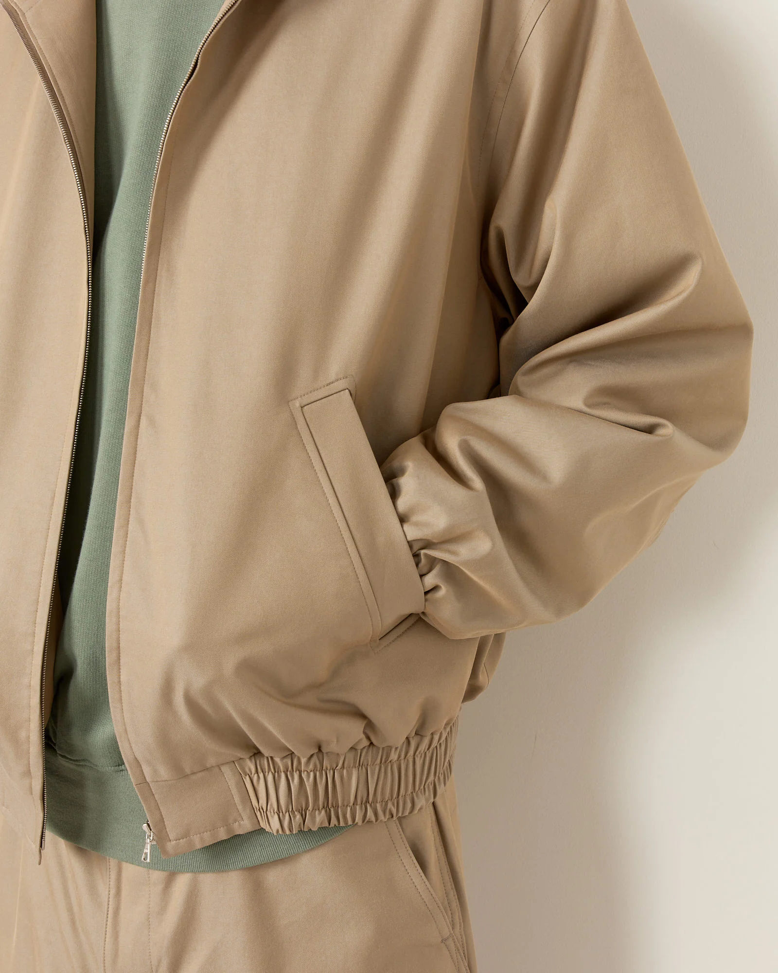 Silk Chambray Blouson in Grey - Image 3