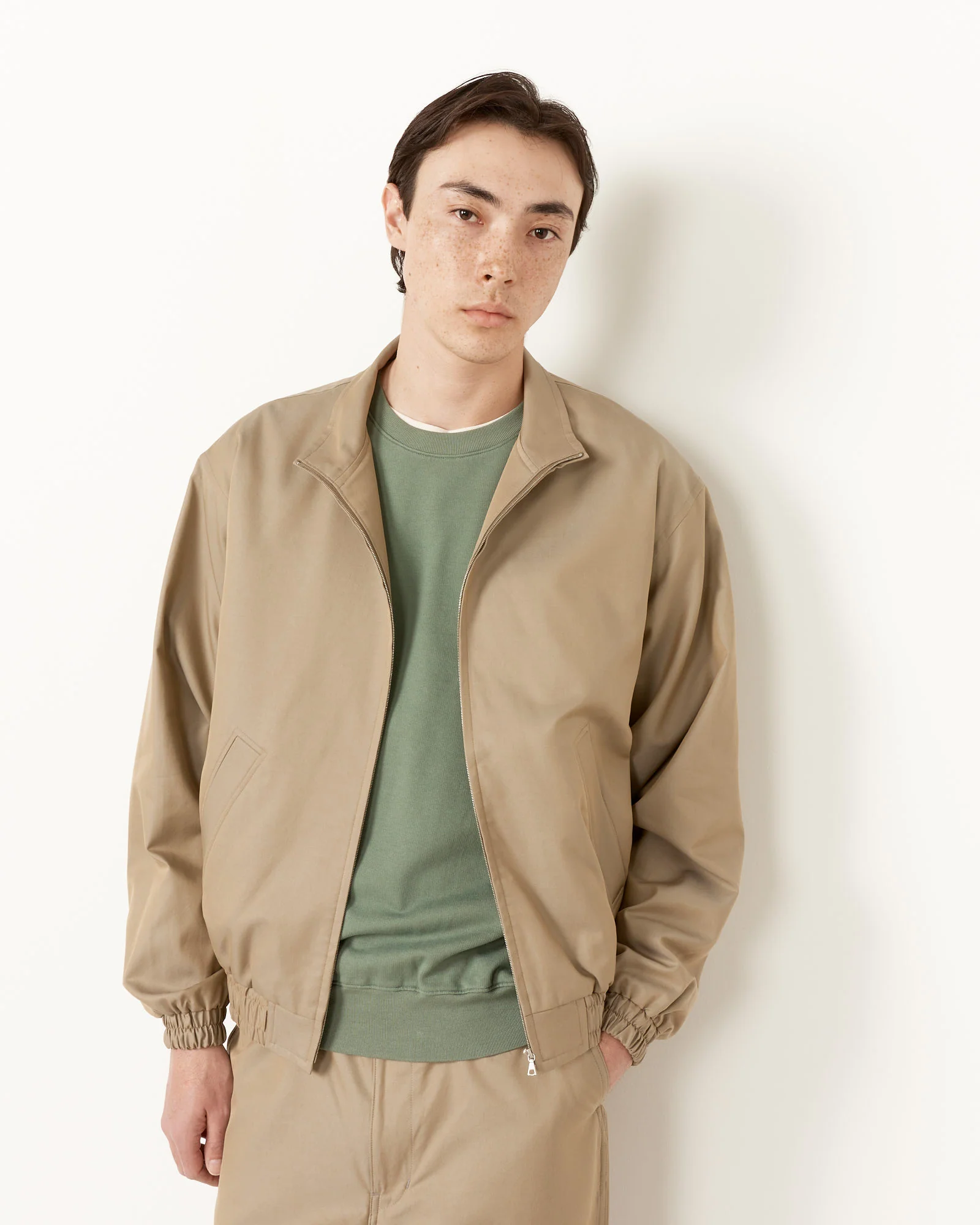 Silk Chambray Blouson in Grey - Image 4