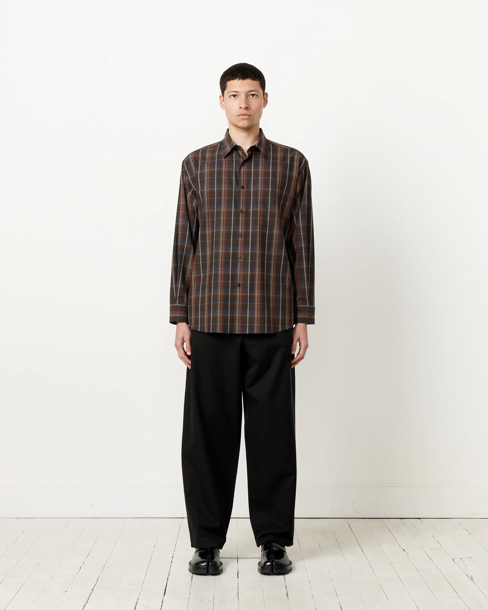Super Light Check Shirt in Dark Brown - Image 2