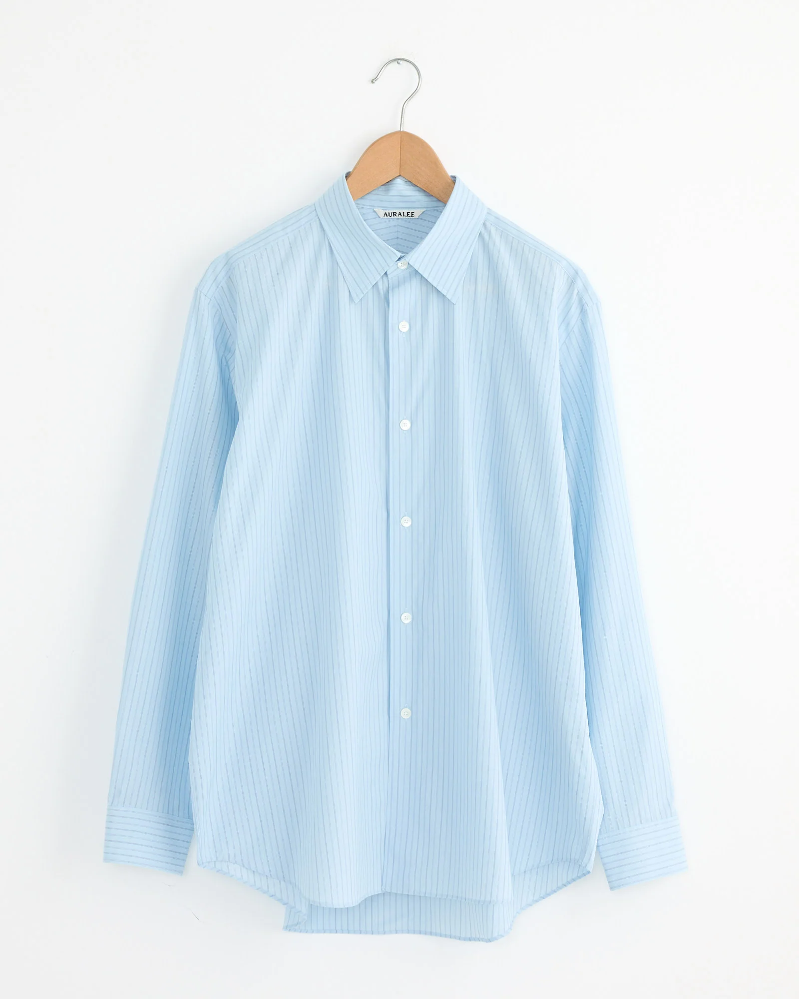 Suvin High Count Cloth Stripe Shirt in Light Blue Stripe