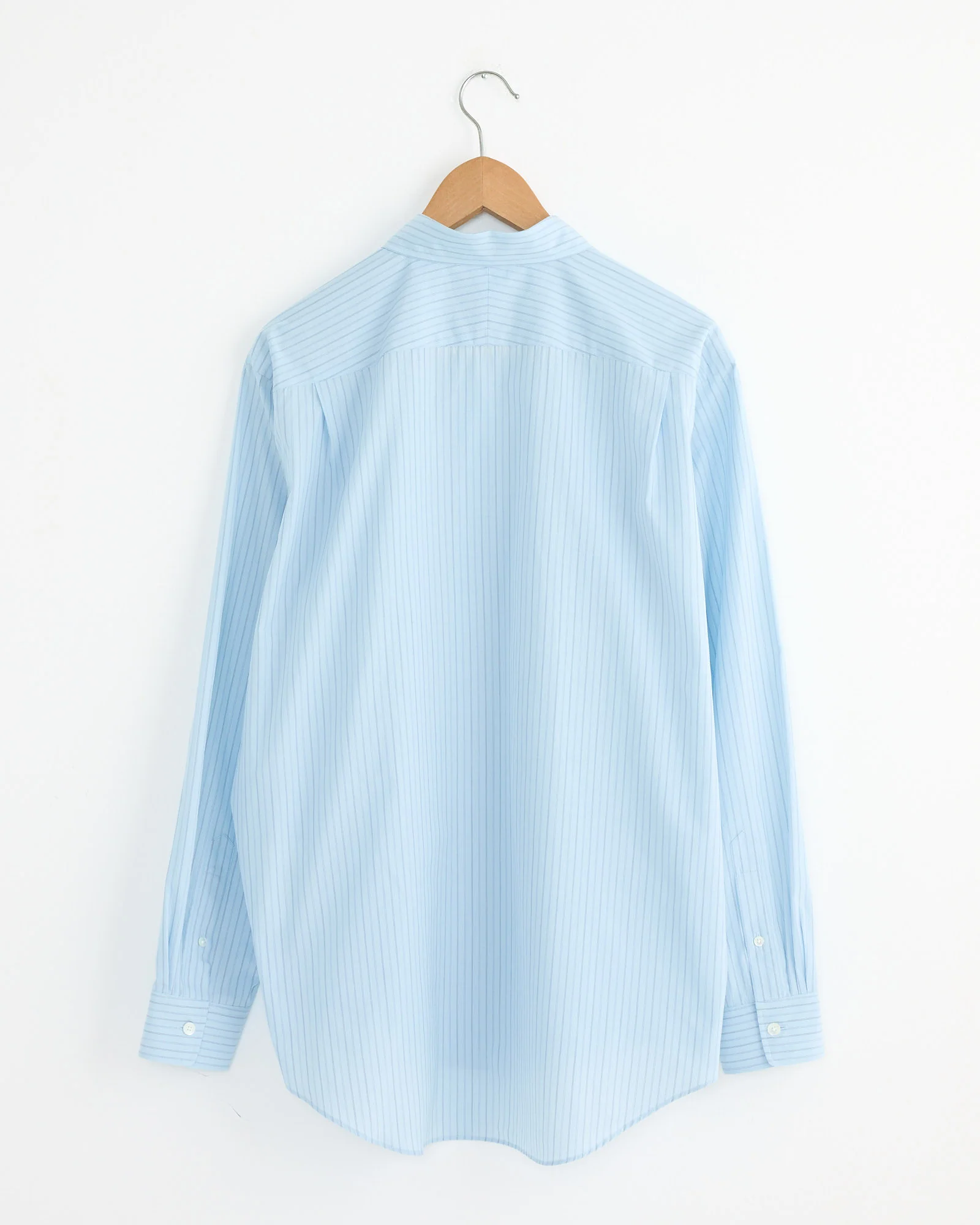 Suvin High Count Cloth Stripe Shirt in Light Blue Stripe - Image 3