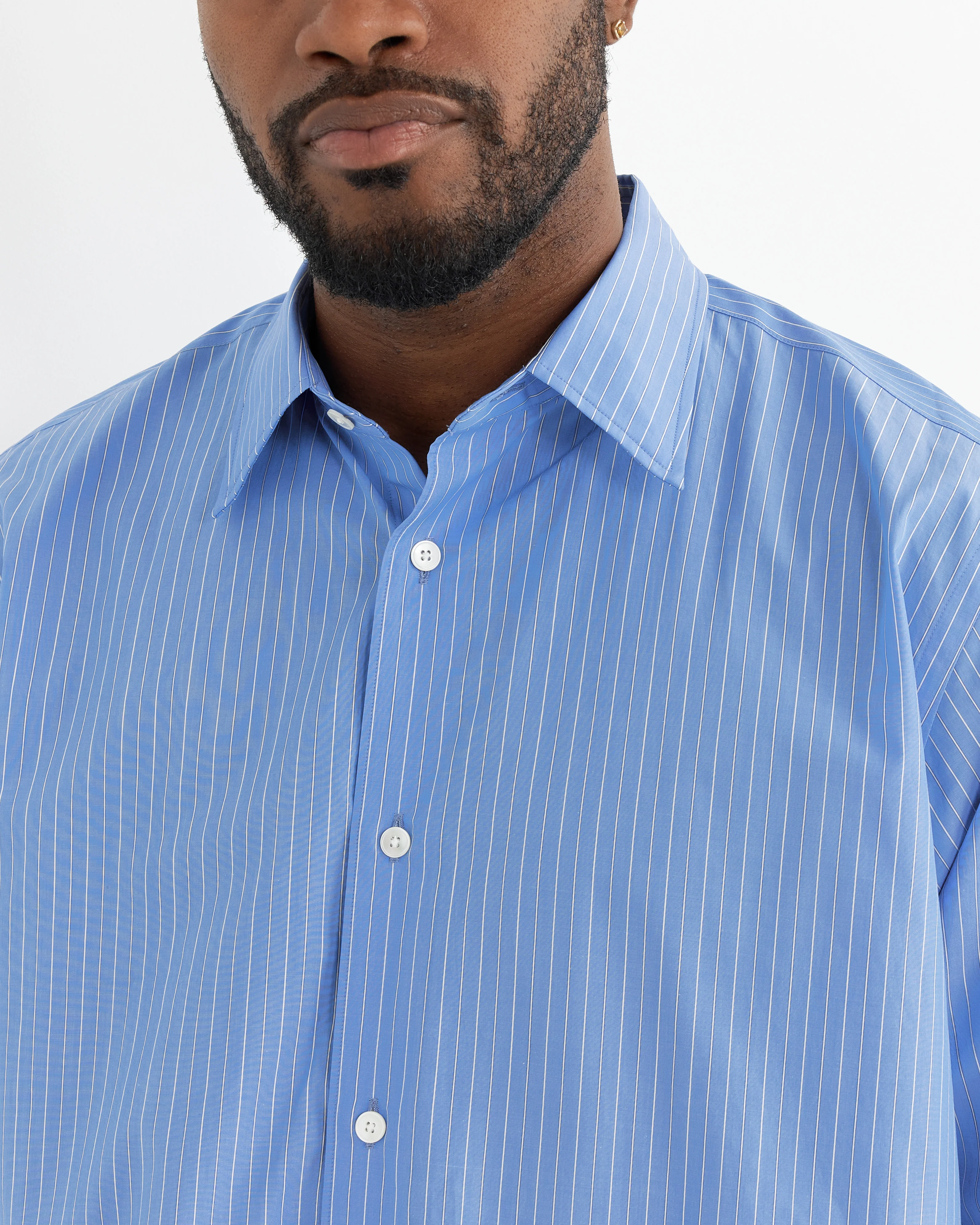 Suvin High Count Shirt in Sax Blue - Image 3