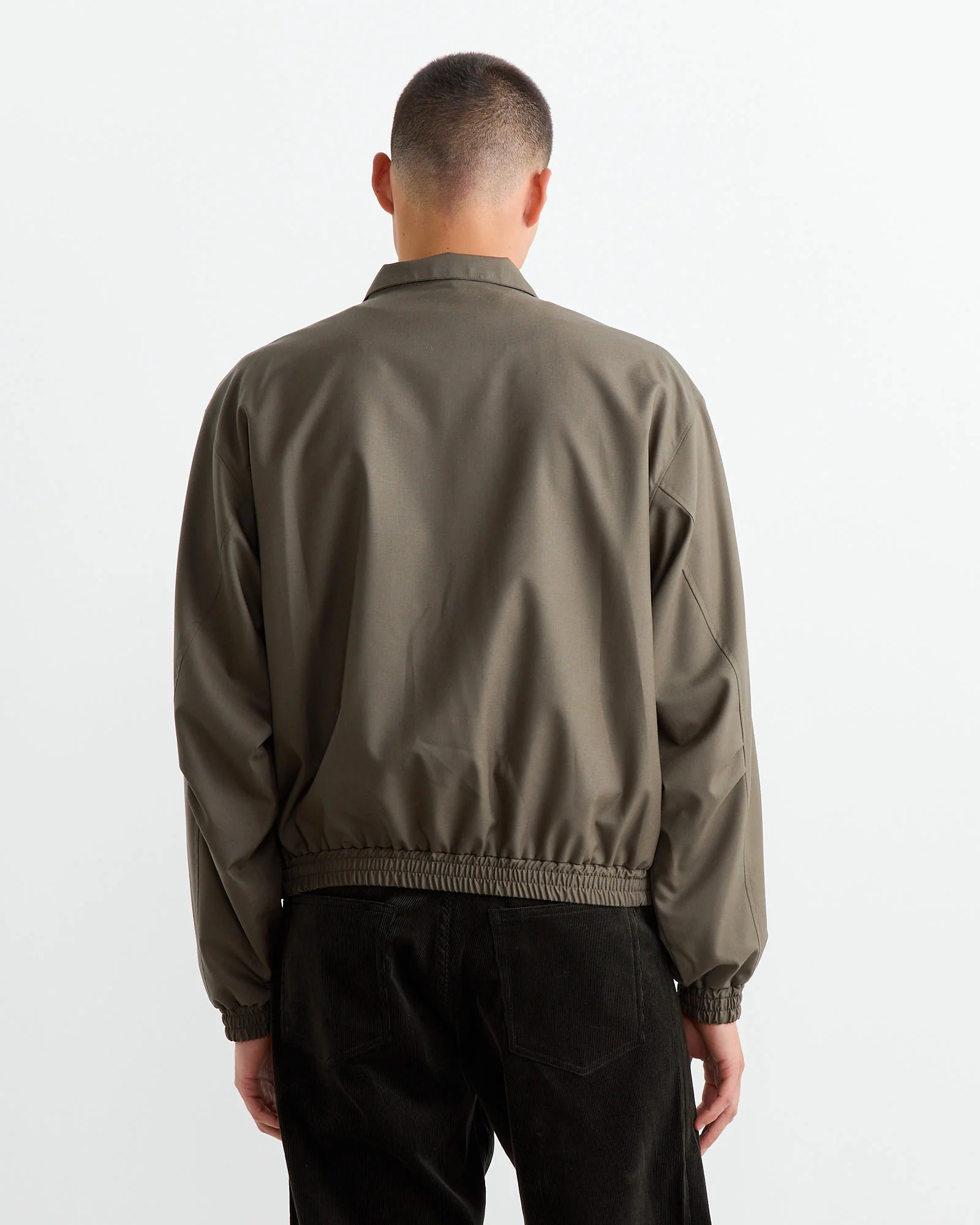 Tropical Wool Zip Blouson in Dark Khaki - Image 5