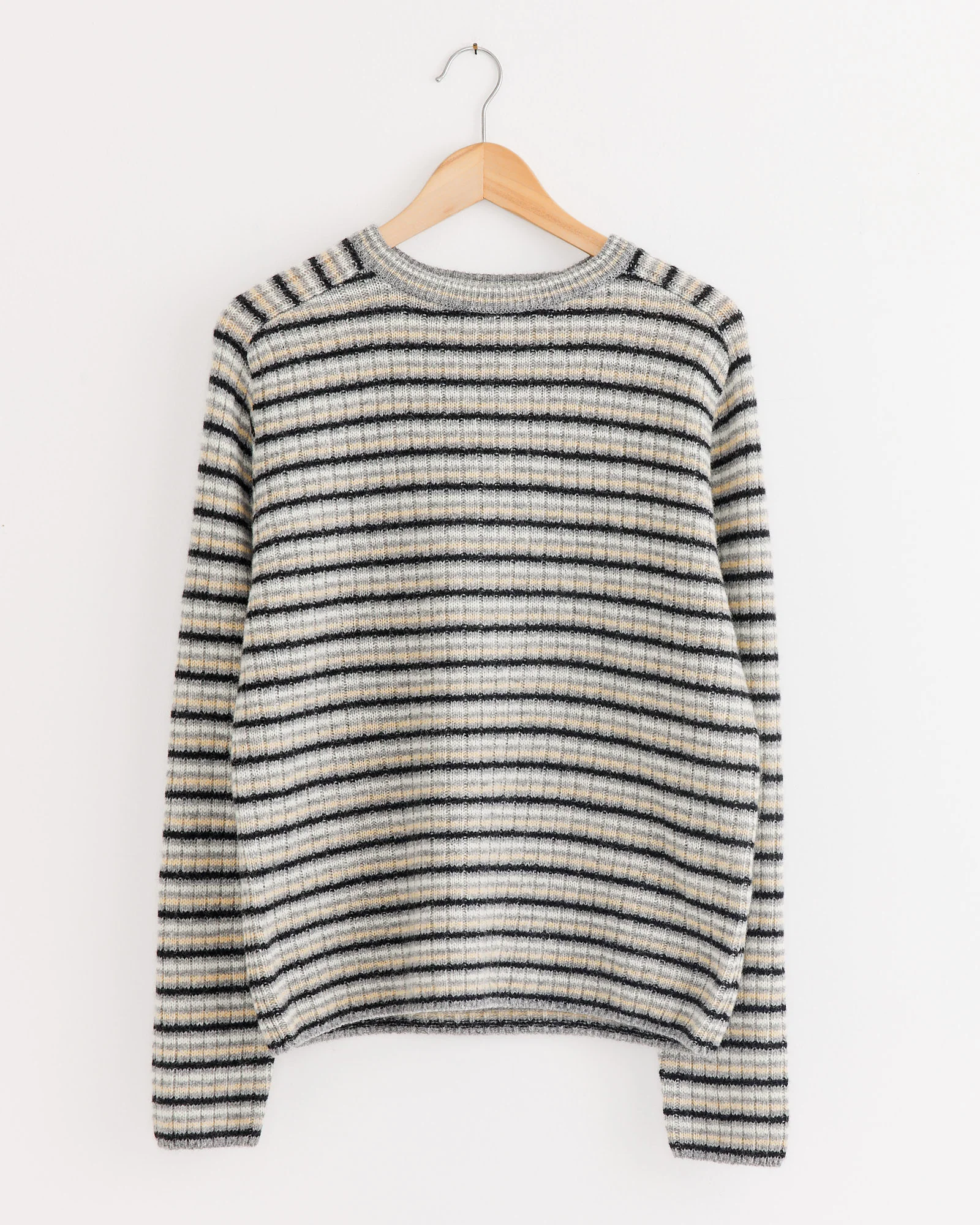Wool Cashmere Pullover in Grey Stripe