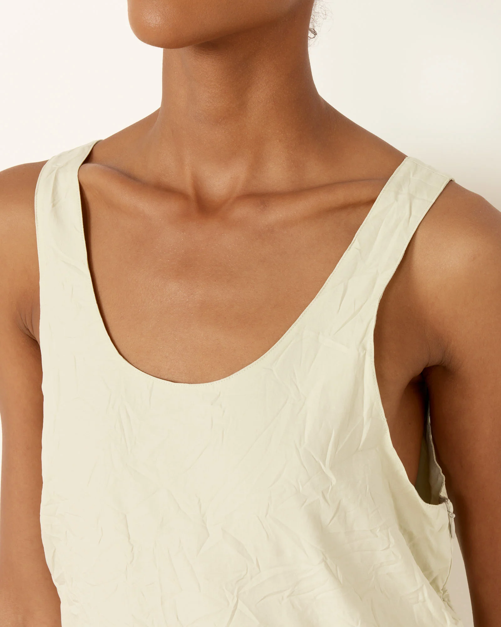 Wrinkled Twill Dress in Light Green - Image 2