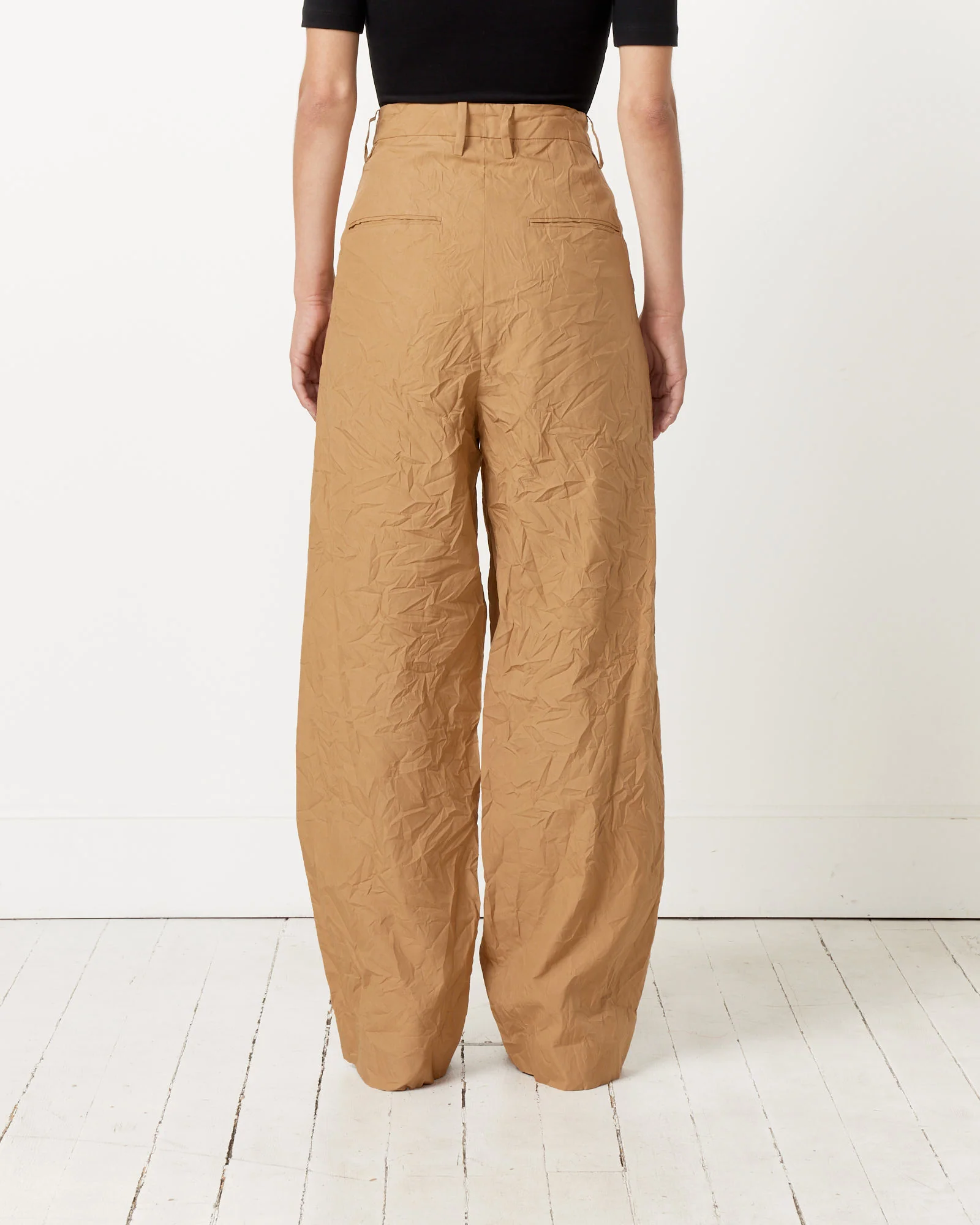 Wrinkled Twill Pant in Brown - Image 4