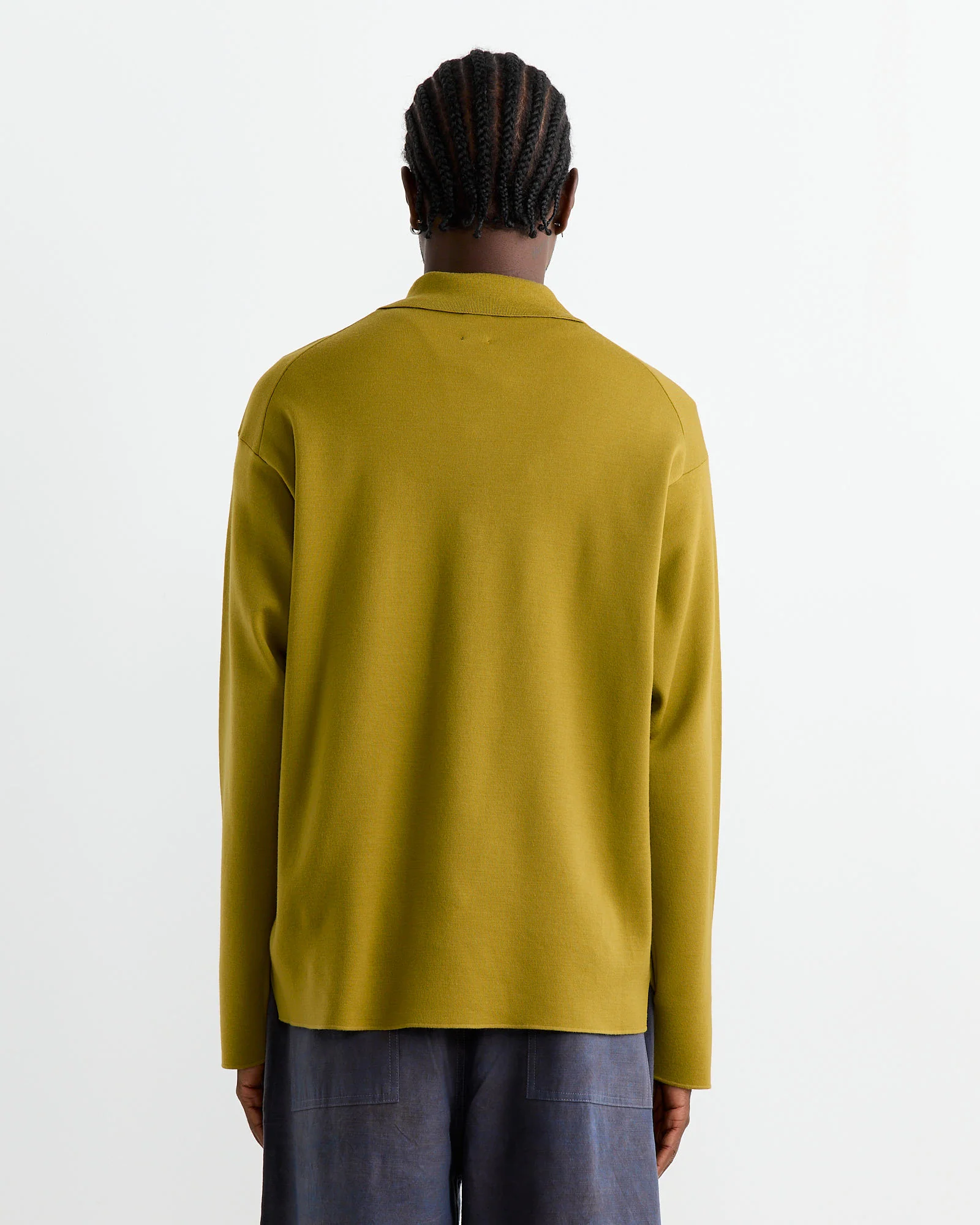 32 Gauge Smooth Wool Polo in Olive Yellow - Image 4
