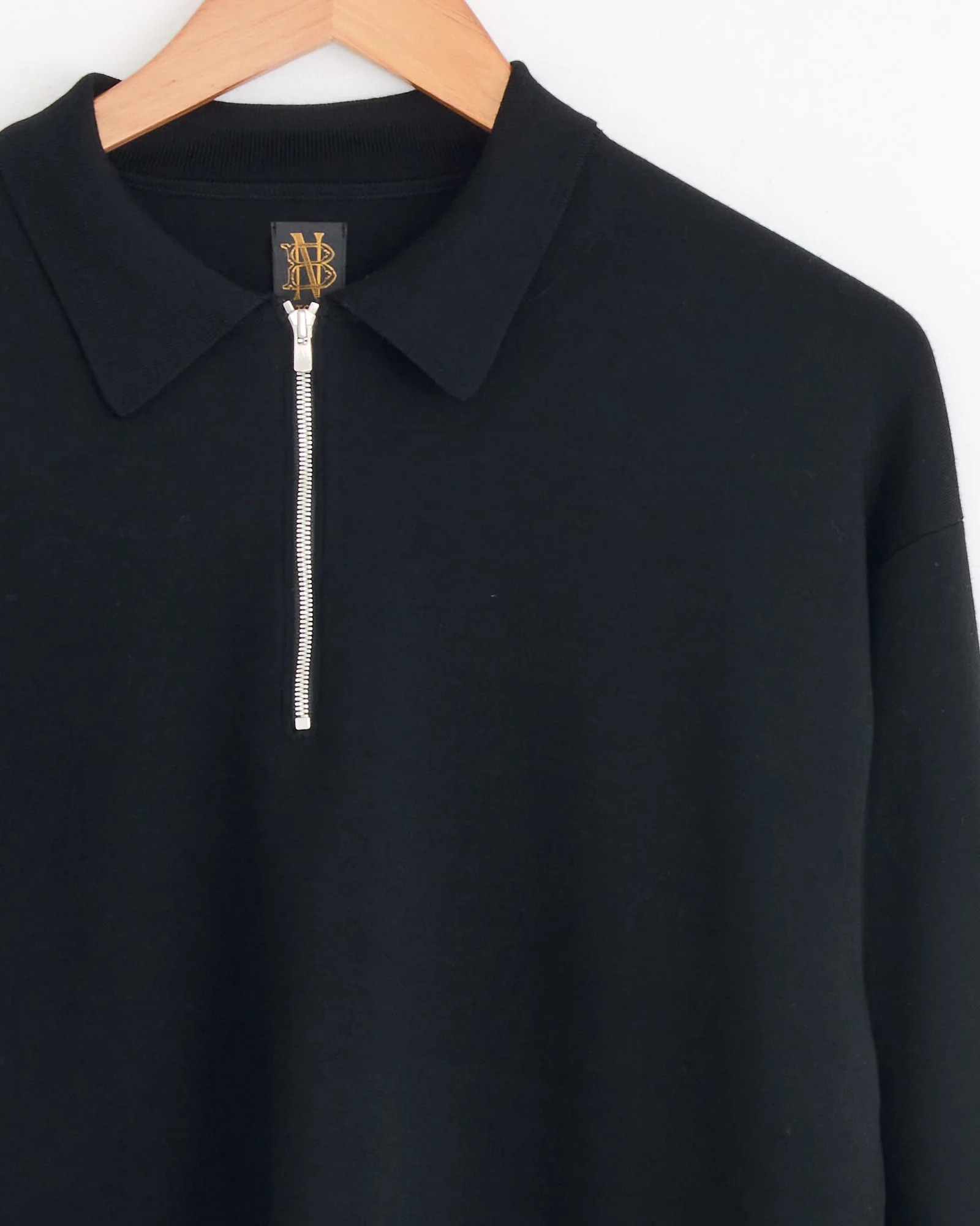 Half Zip Polo in Black - Image 2