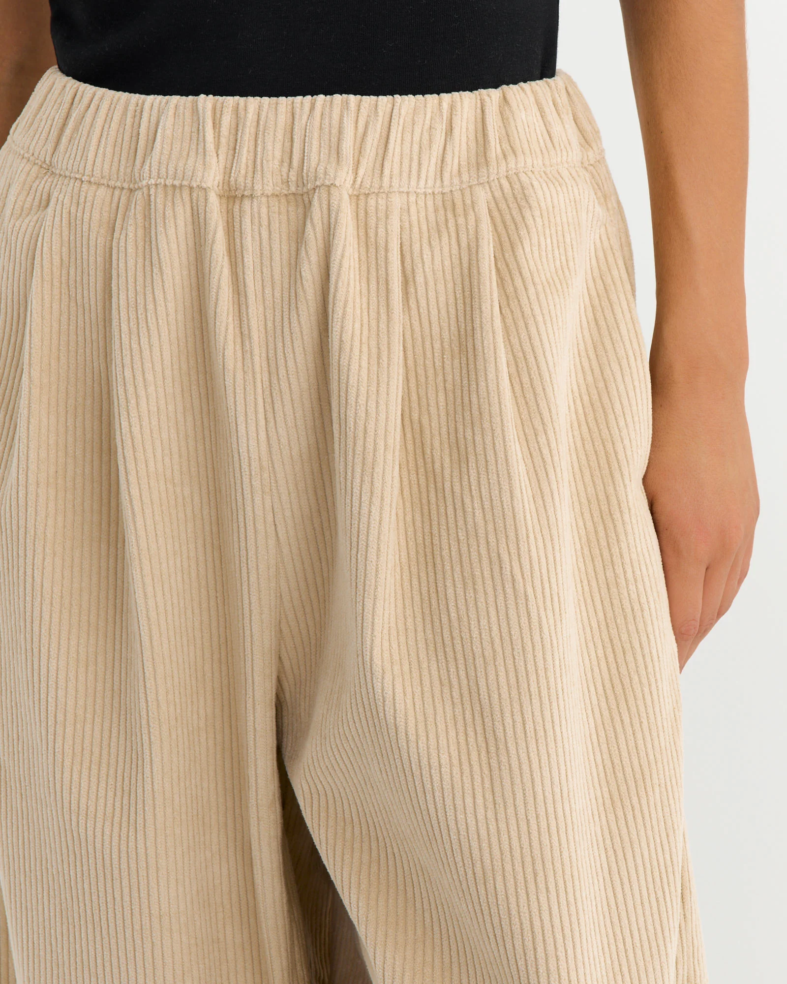 Corduroy Wide Pant in Ivory - Image 3