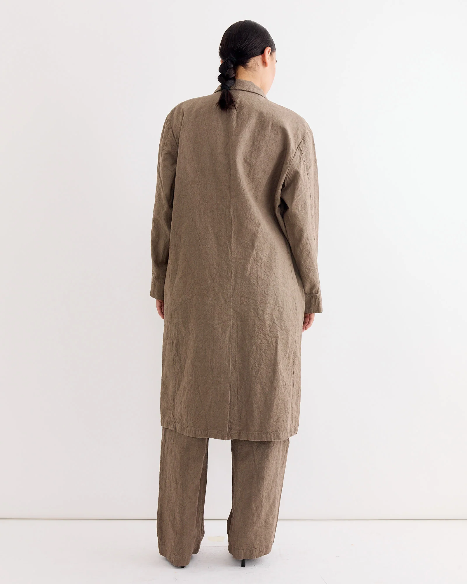 Crinkled Coat in Khaki - Image 3