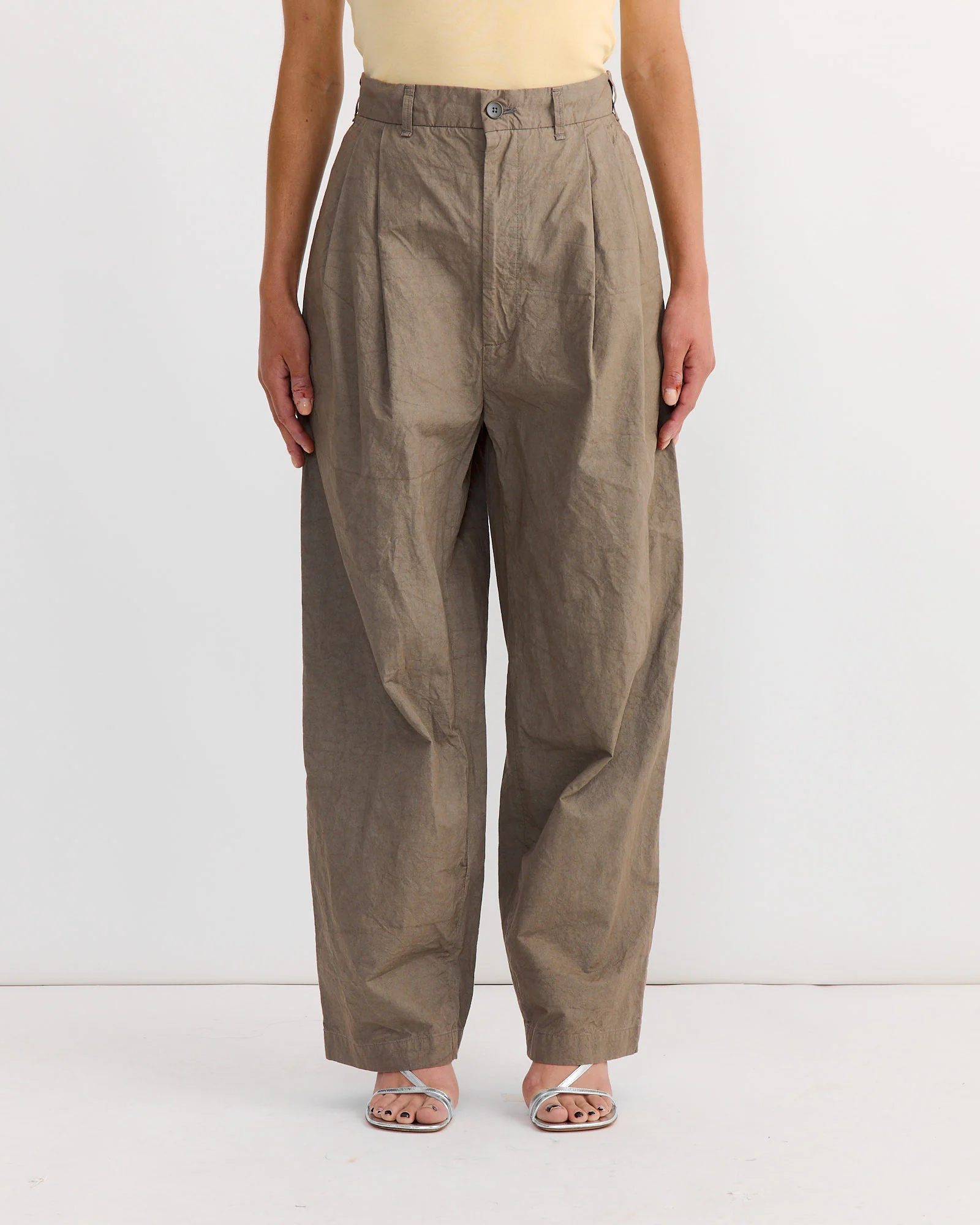 Crinkled Wide Trouser in Mud