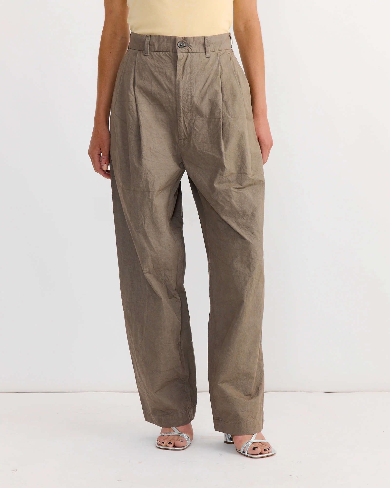 Crinkled Wide Trouser in Mud - Image 2