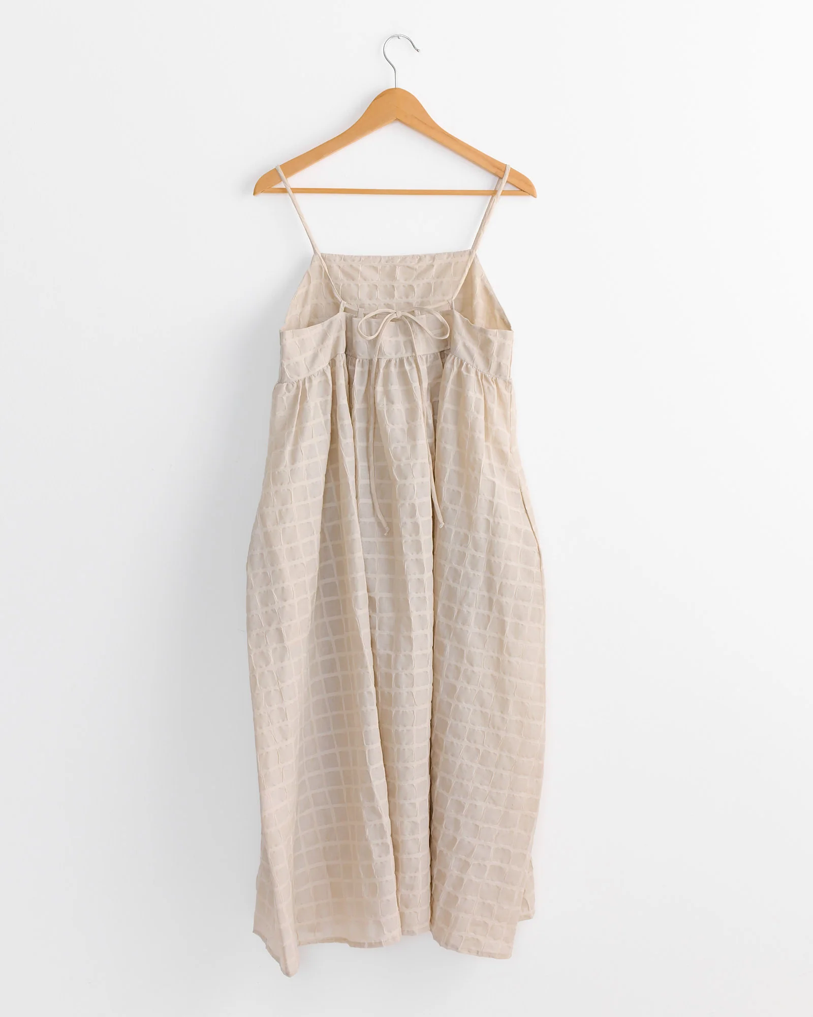 Ripple Finish Strap Dress in Beige - Image 3