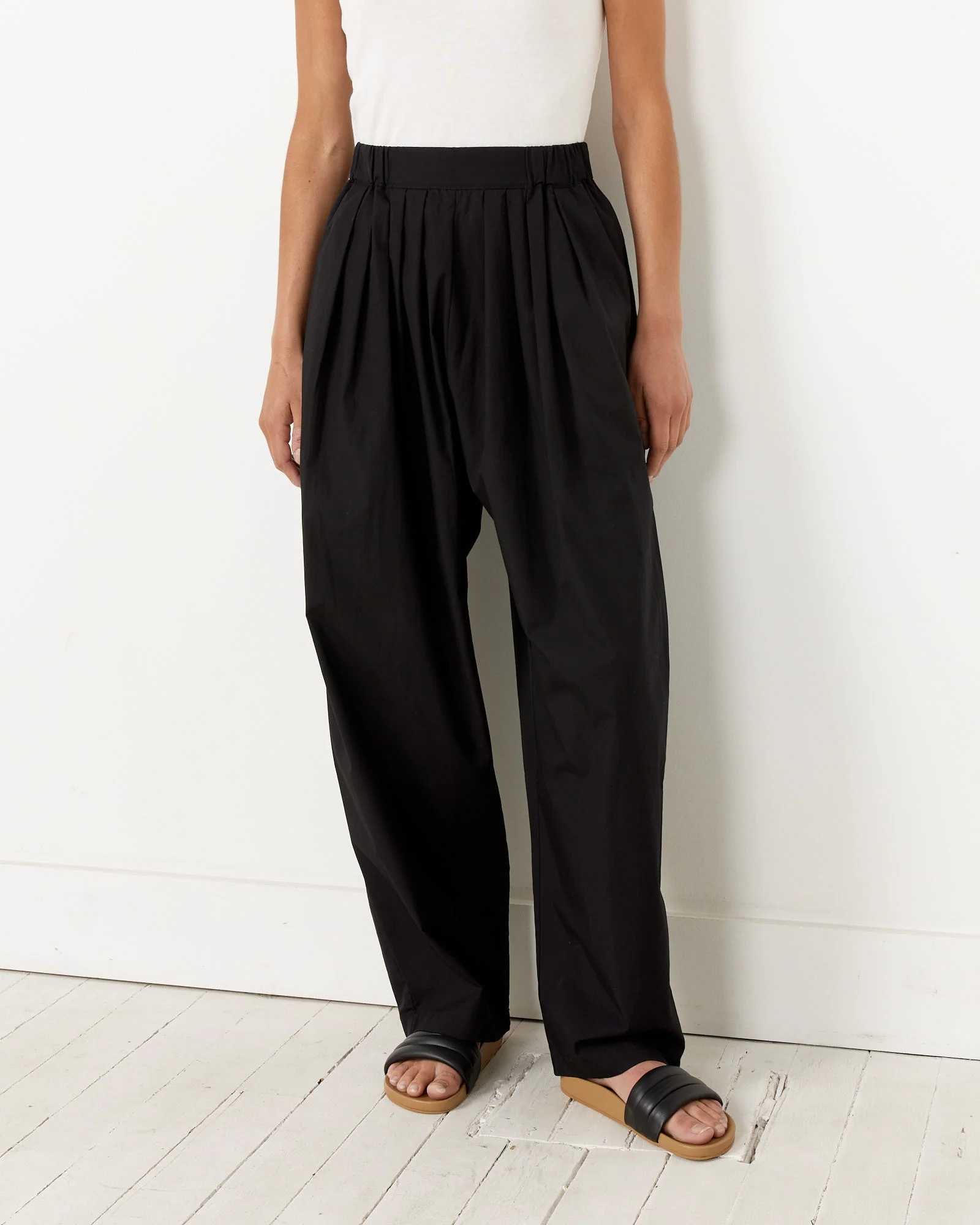Straight Draped Pants in Black - Image 3