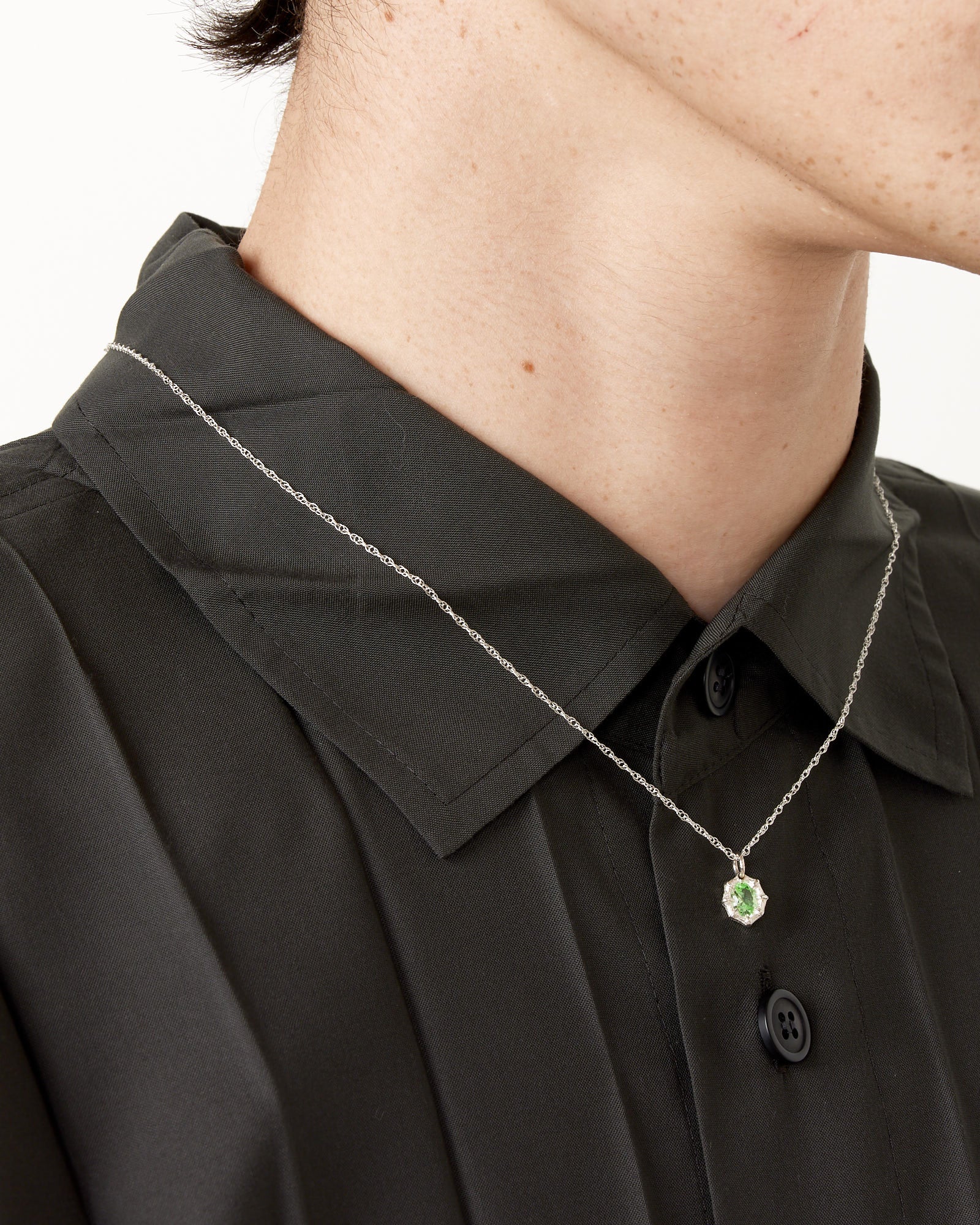 Mini Bamboo Pendant in Silver/Green - Image 5