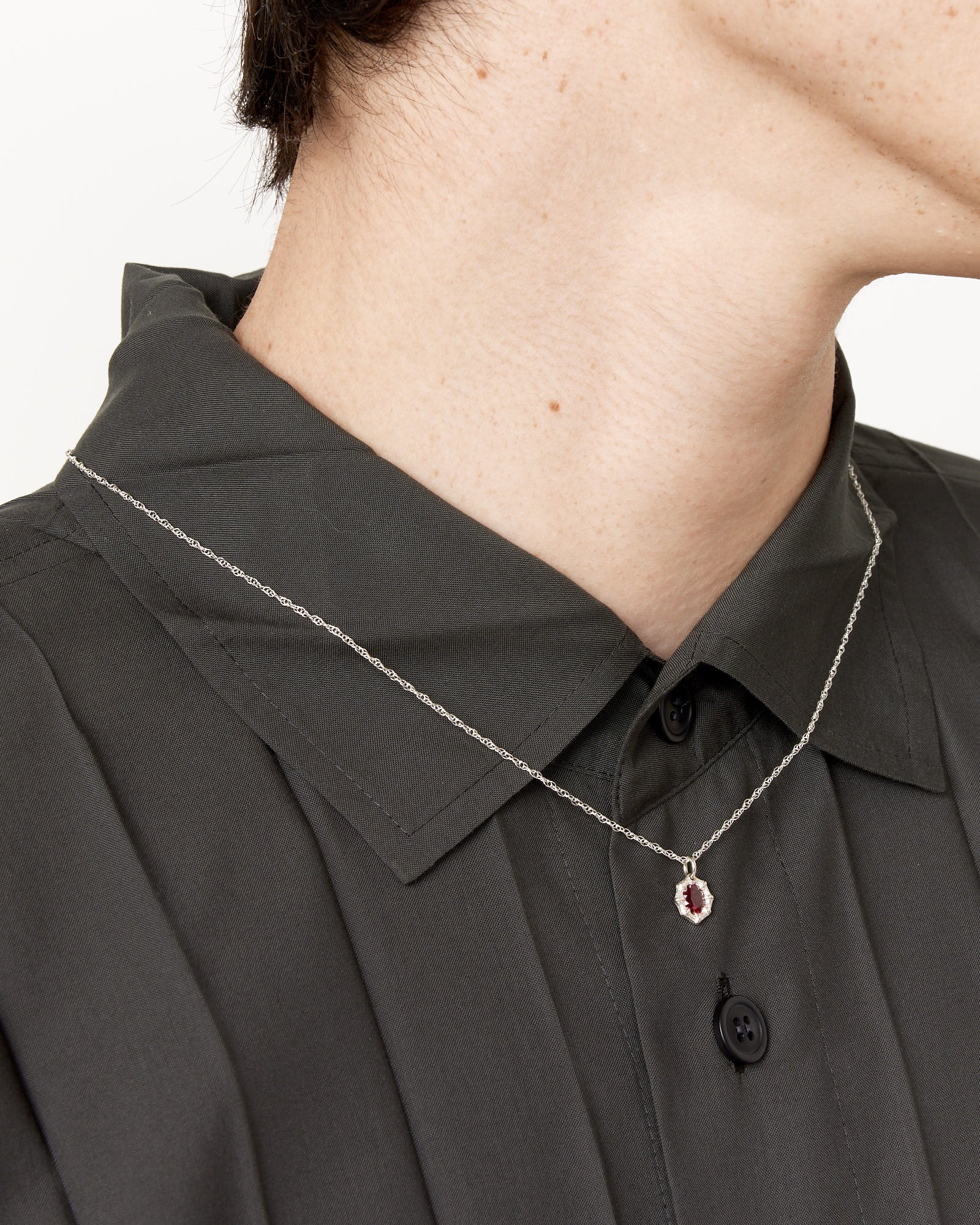Mini Bamboo Pendant in Silver/Red - Image 4