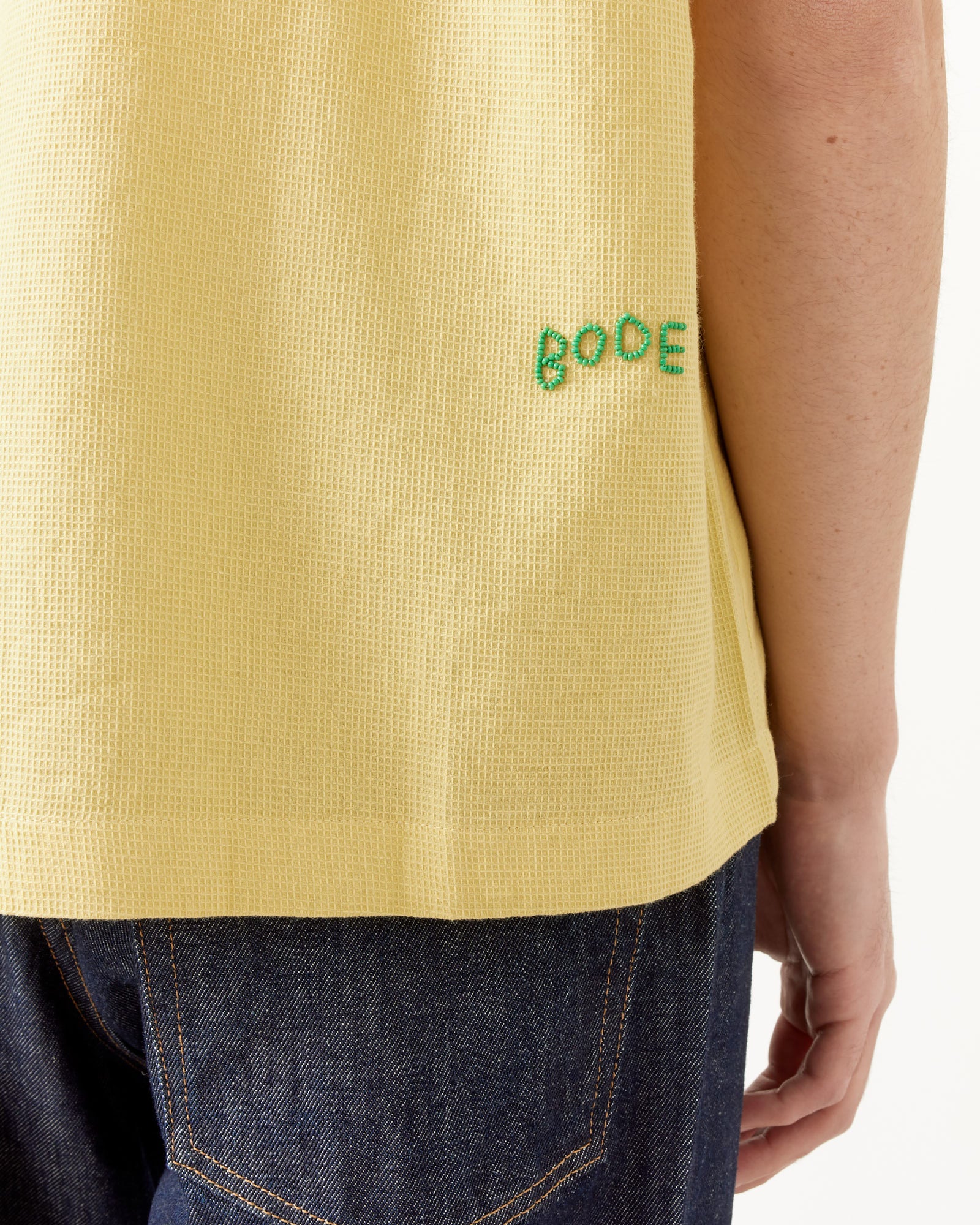 Beaded Chicory Short Sleeve Shirt in Yellow - Image 6