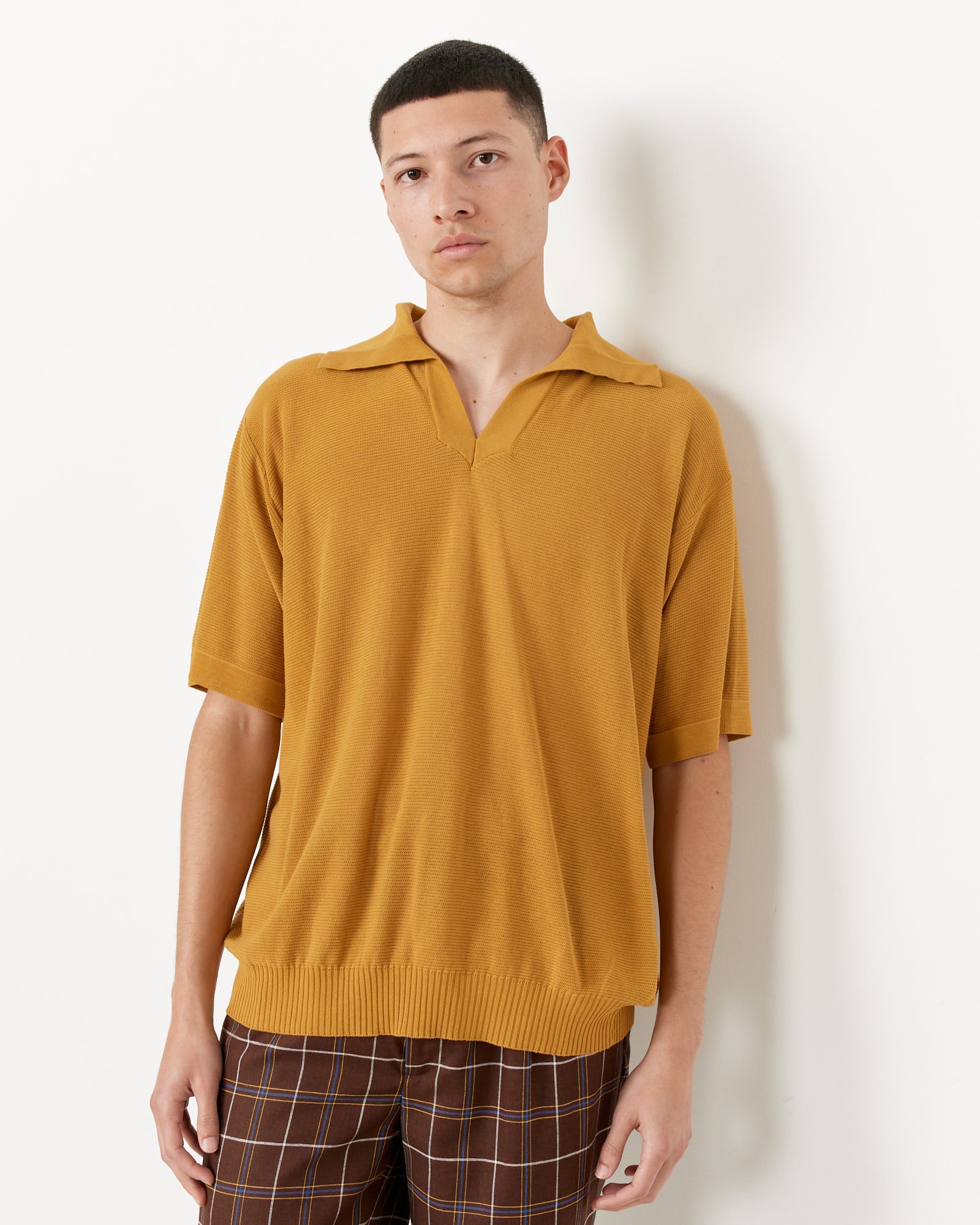 Boxy Polo in Brown Yellow - Image 5