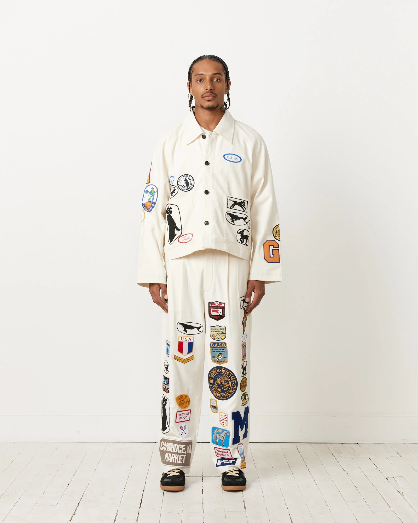 Cambridge Patch Jacket in White Multi - Image 3
