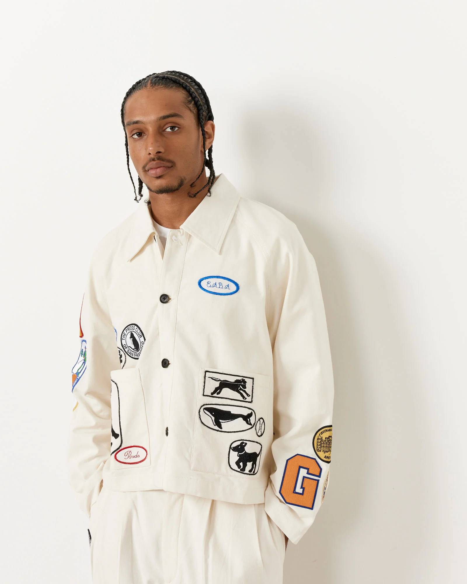 Cambridge Patch Jacket in White Multi - Image 4