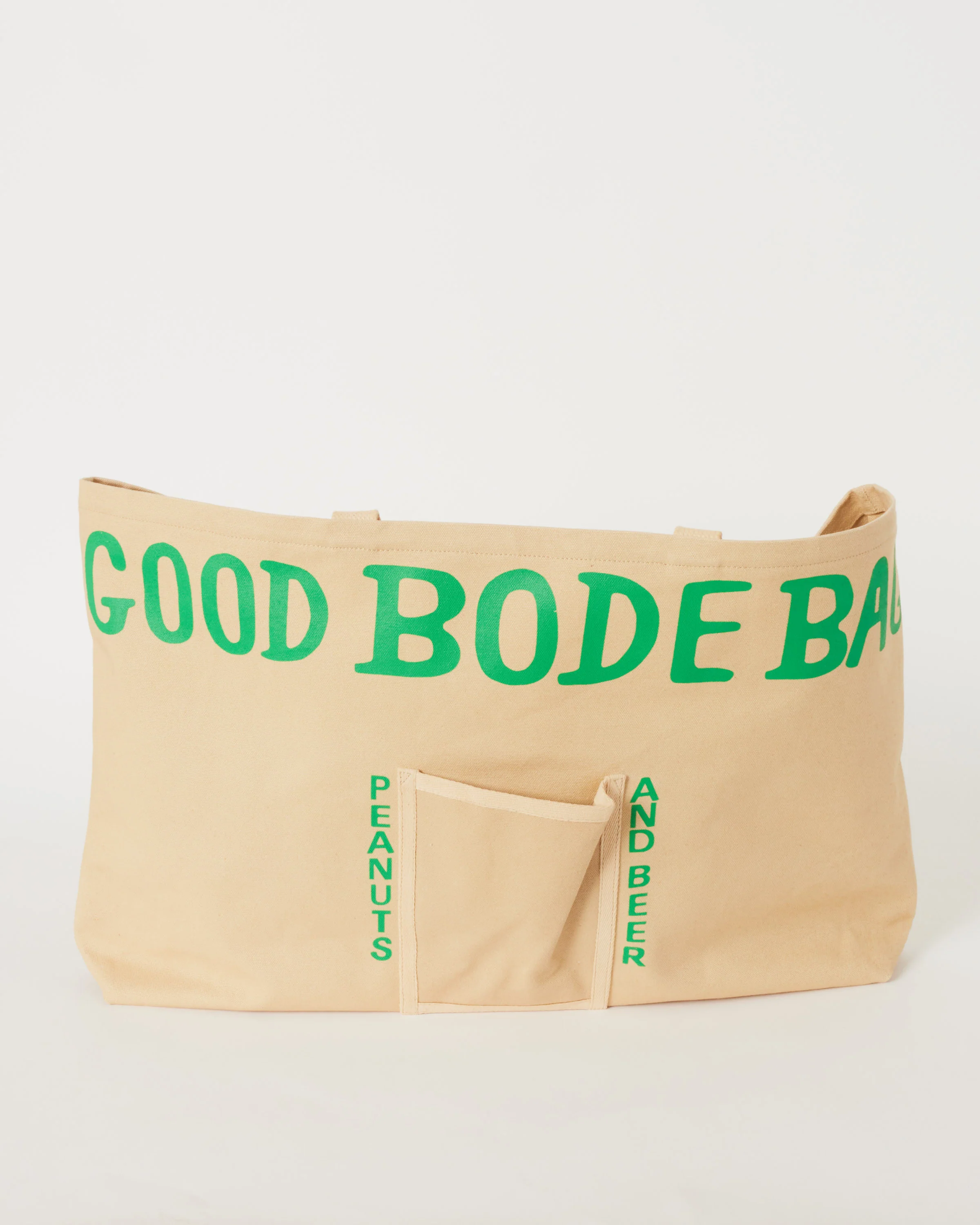 Large Beer Tote in Ecru Green