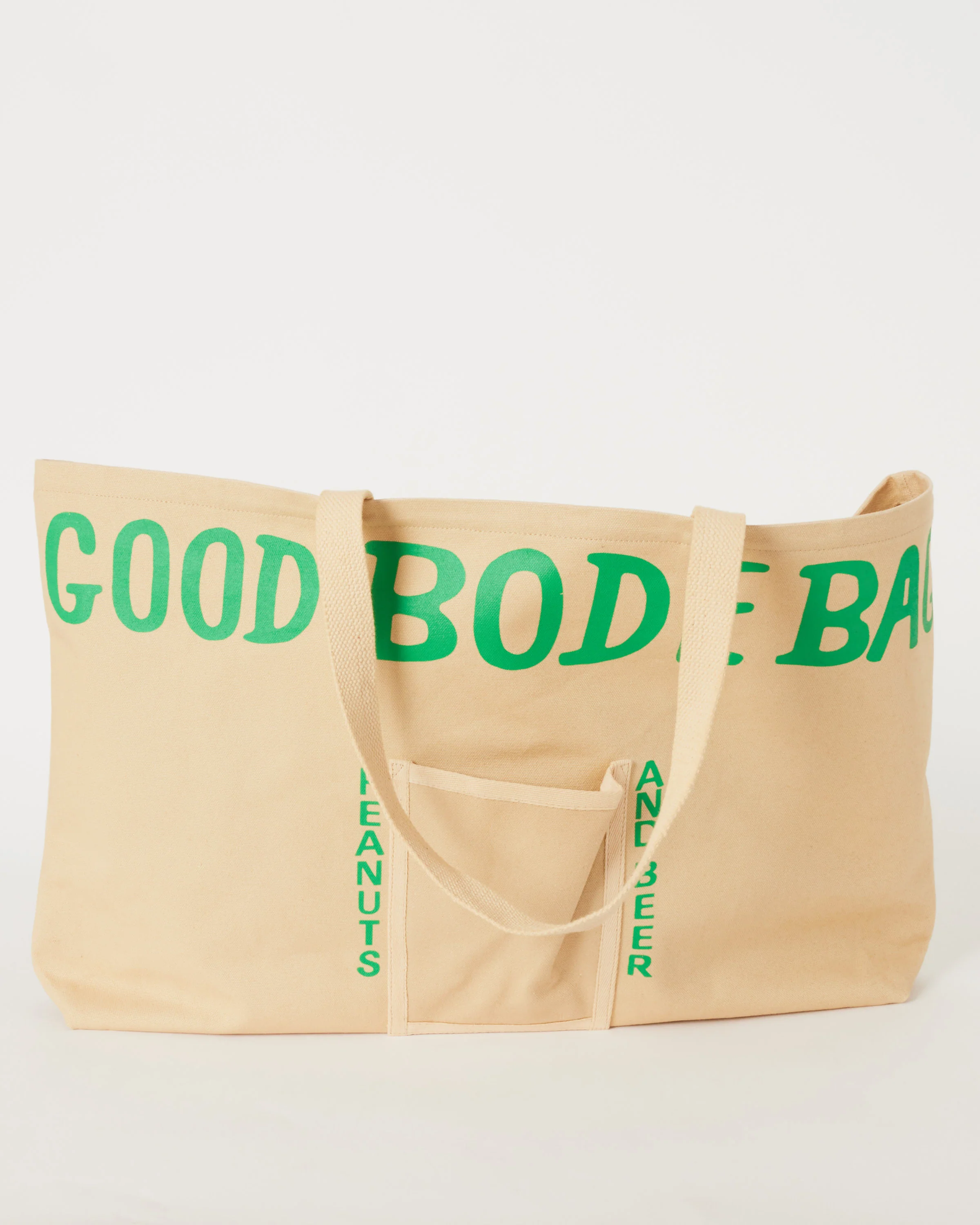Large Beer Tote in Ecru Green - Image 4