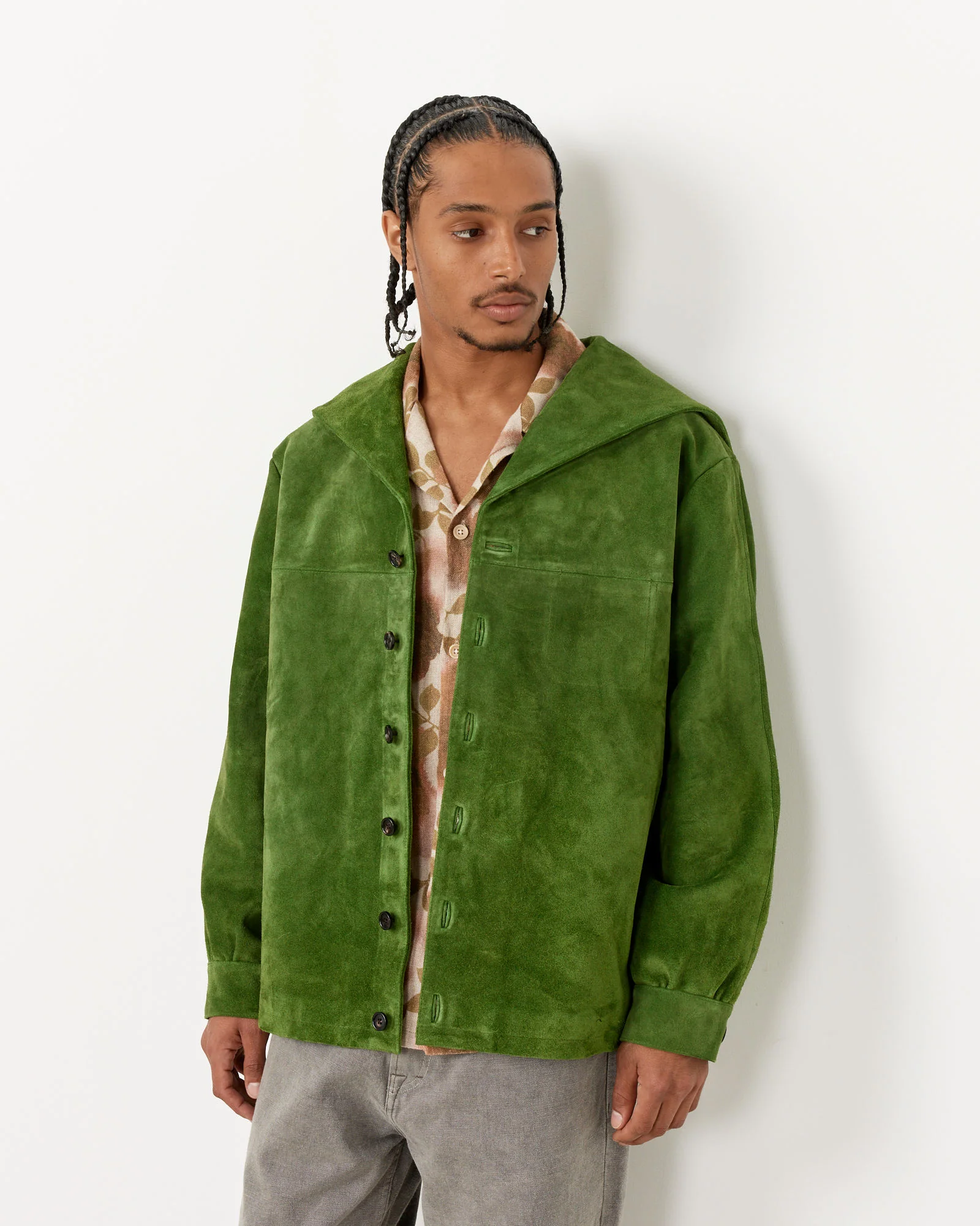 Marine Suede Jacket in Green - Image 3