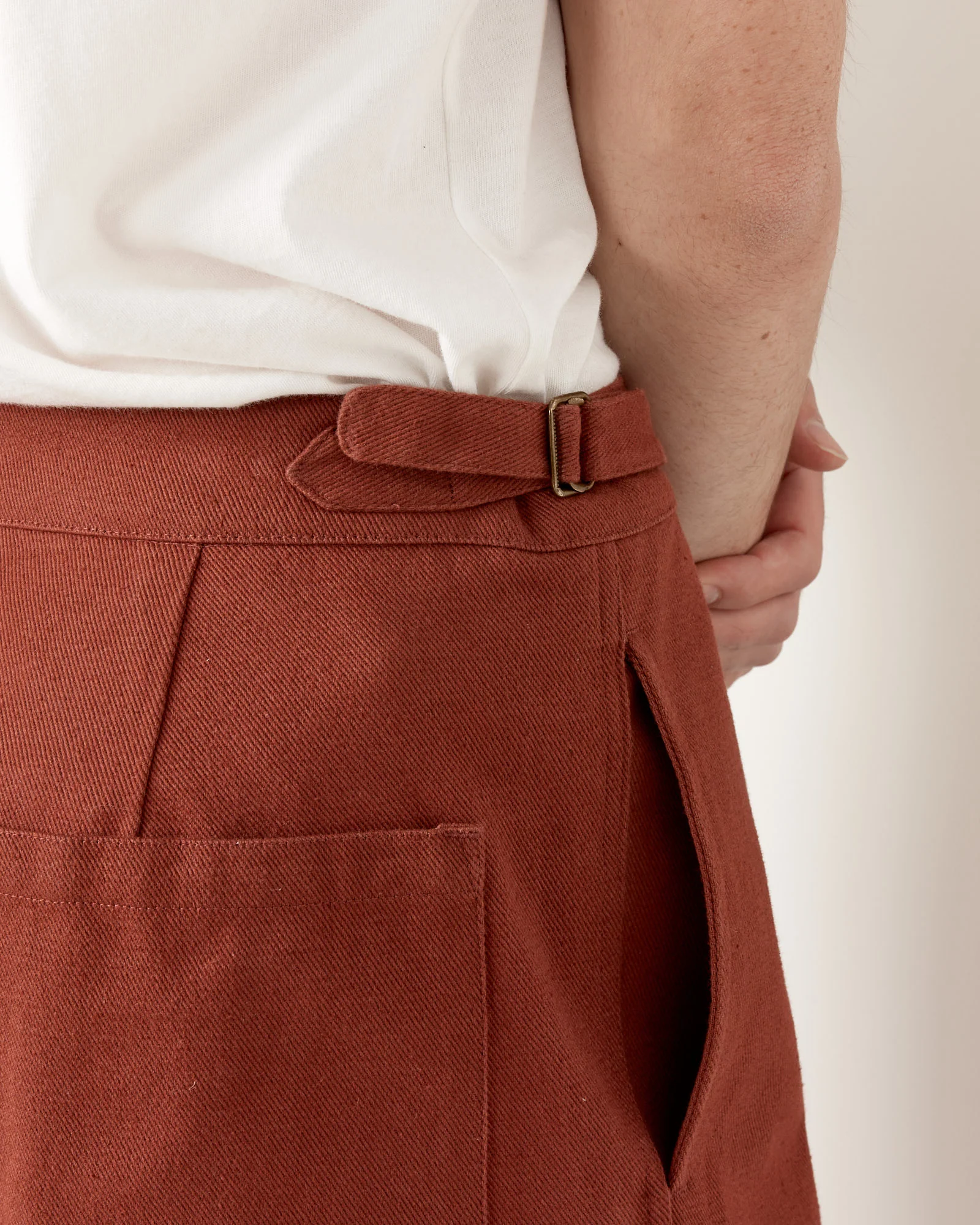 Wide Leg Snap Trouser in Cinnamon - Image 3