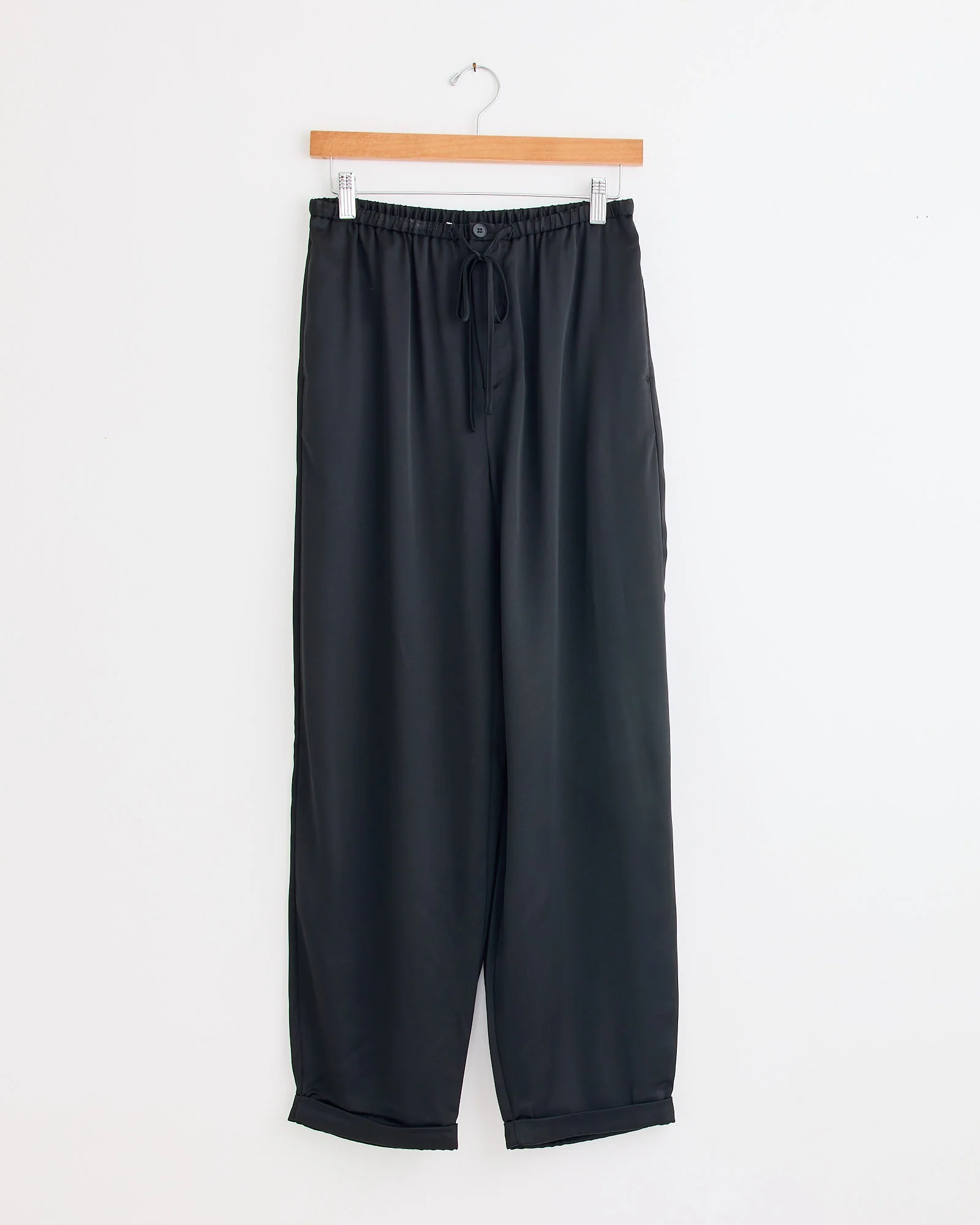 Joannie Satin Pant in Black