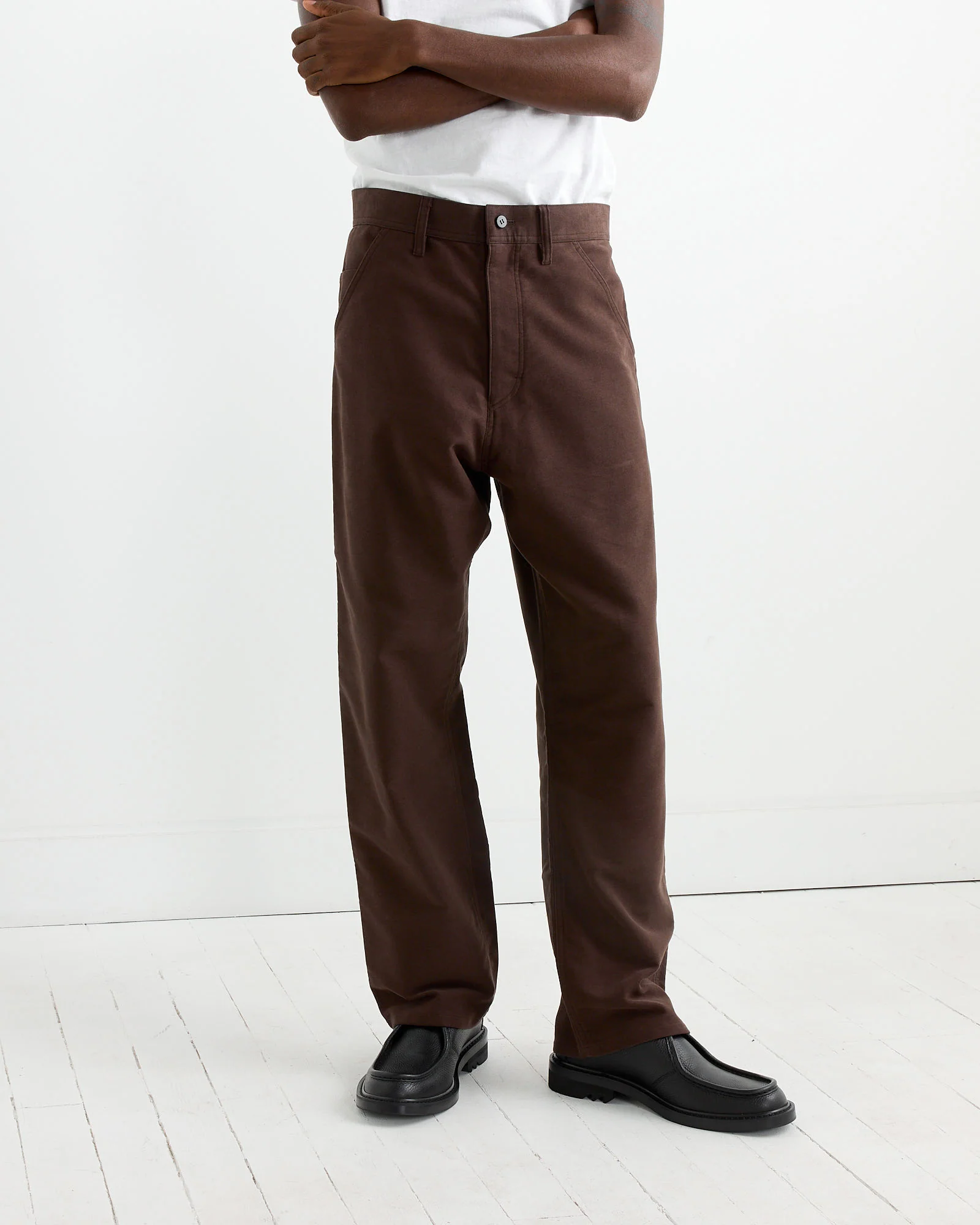 Cotton Silk Moleskin Pant in Brown - Image 2