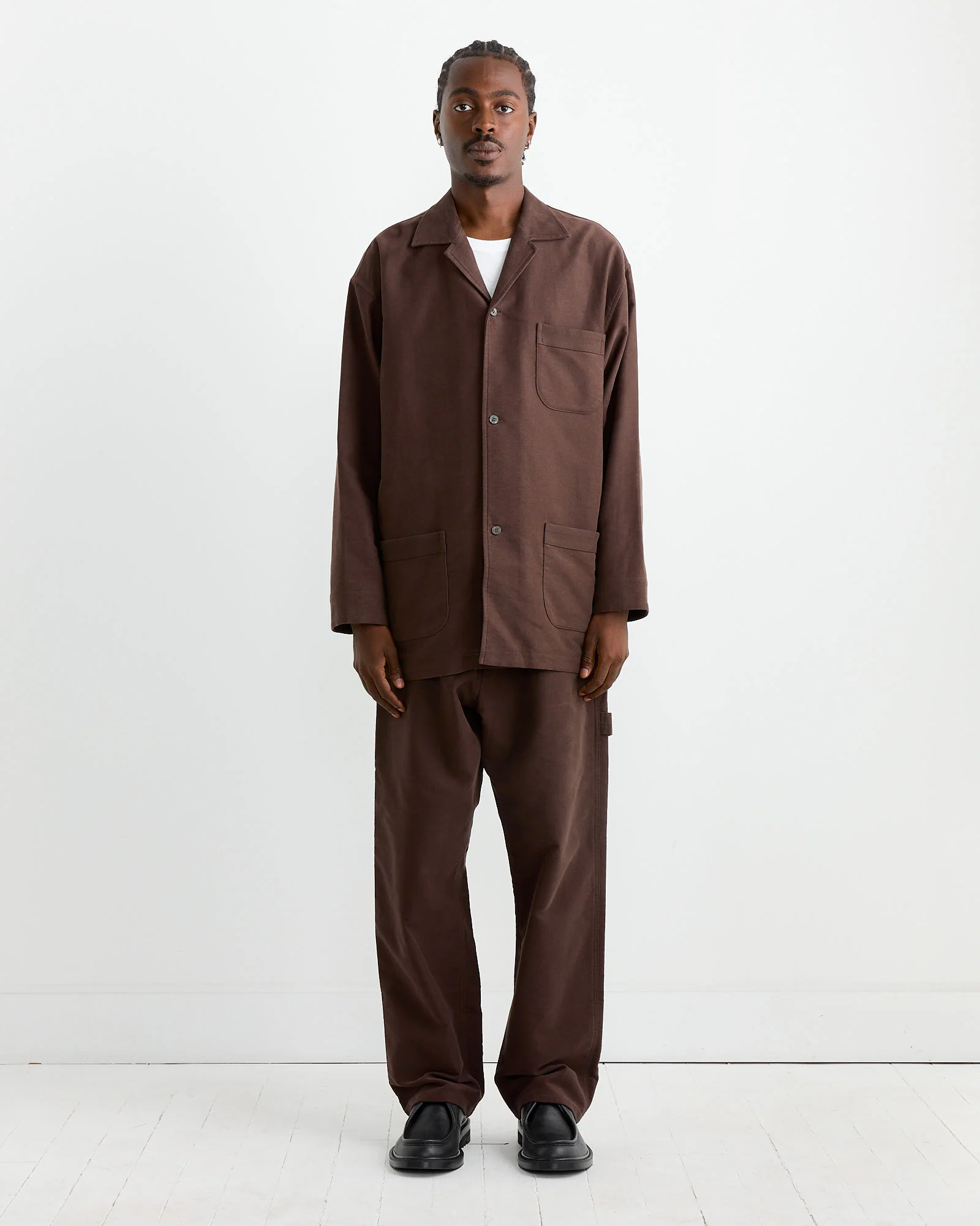 Cotton Silk Moleskin Pant in Brown - Image 5