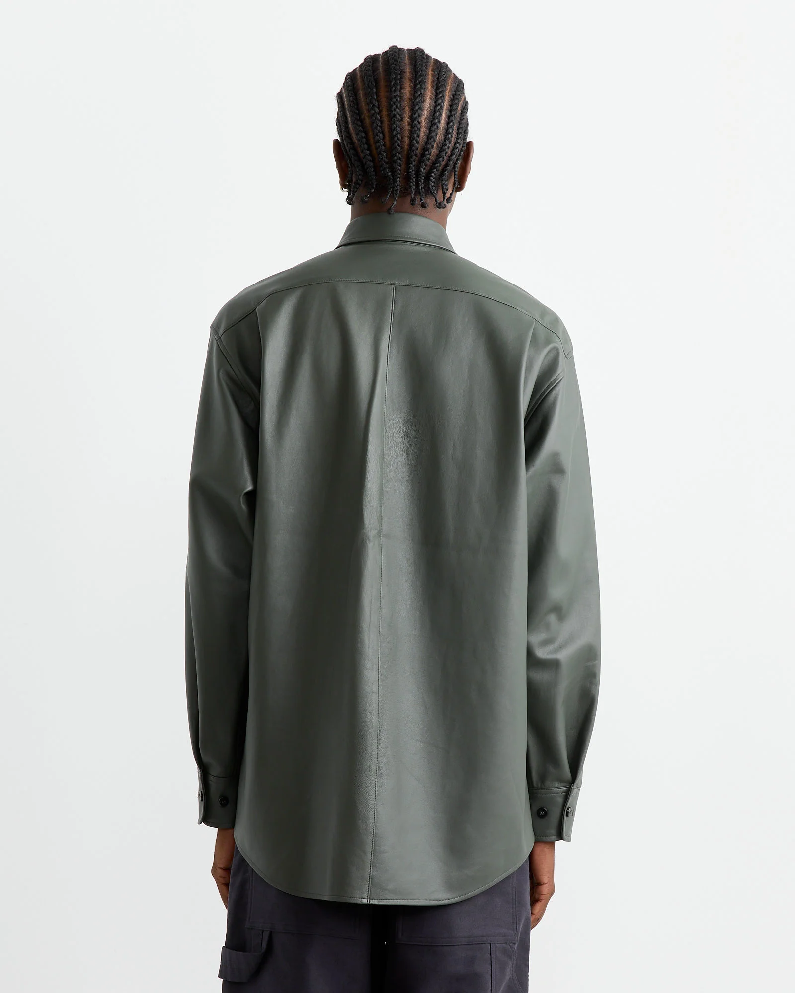 Lamb Leather Light Shirt in Green - Image 5