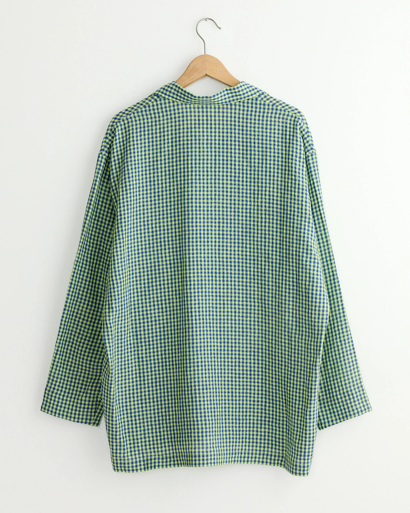 Water Twist Linen Gingham Check Shirt in Blue/Yellow - Image 3