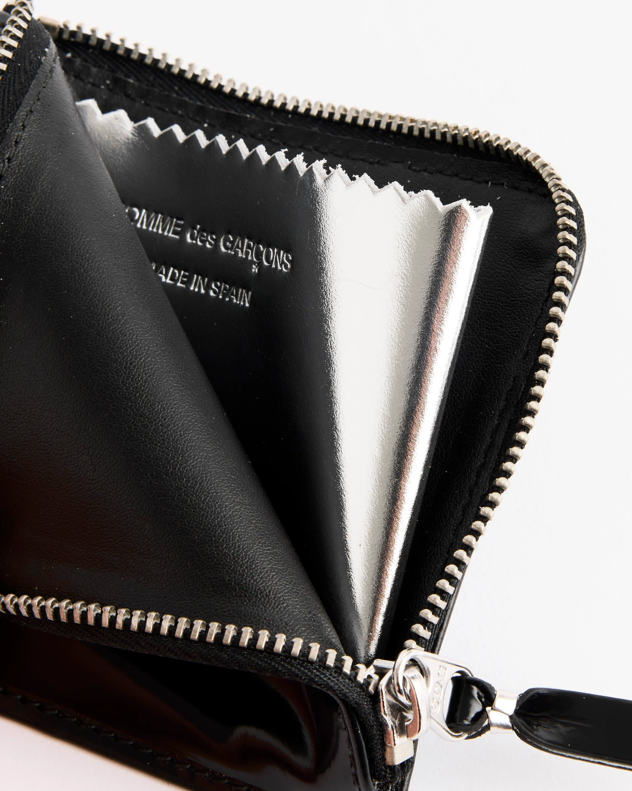 Mirror Inside Zip Around Wallet in Silver - Image 3