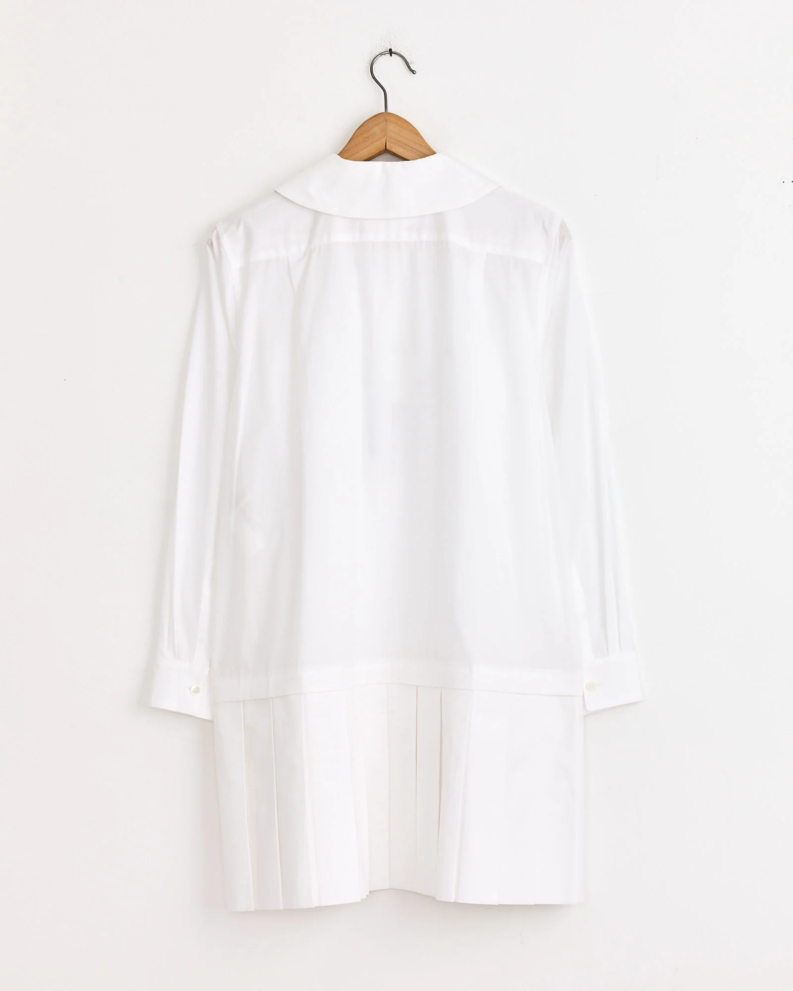 Wide-Pleated Shirt Dress in White - Image 3