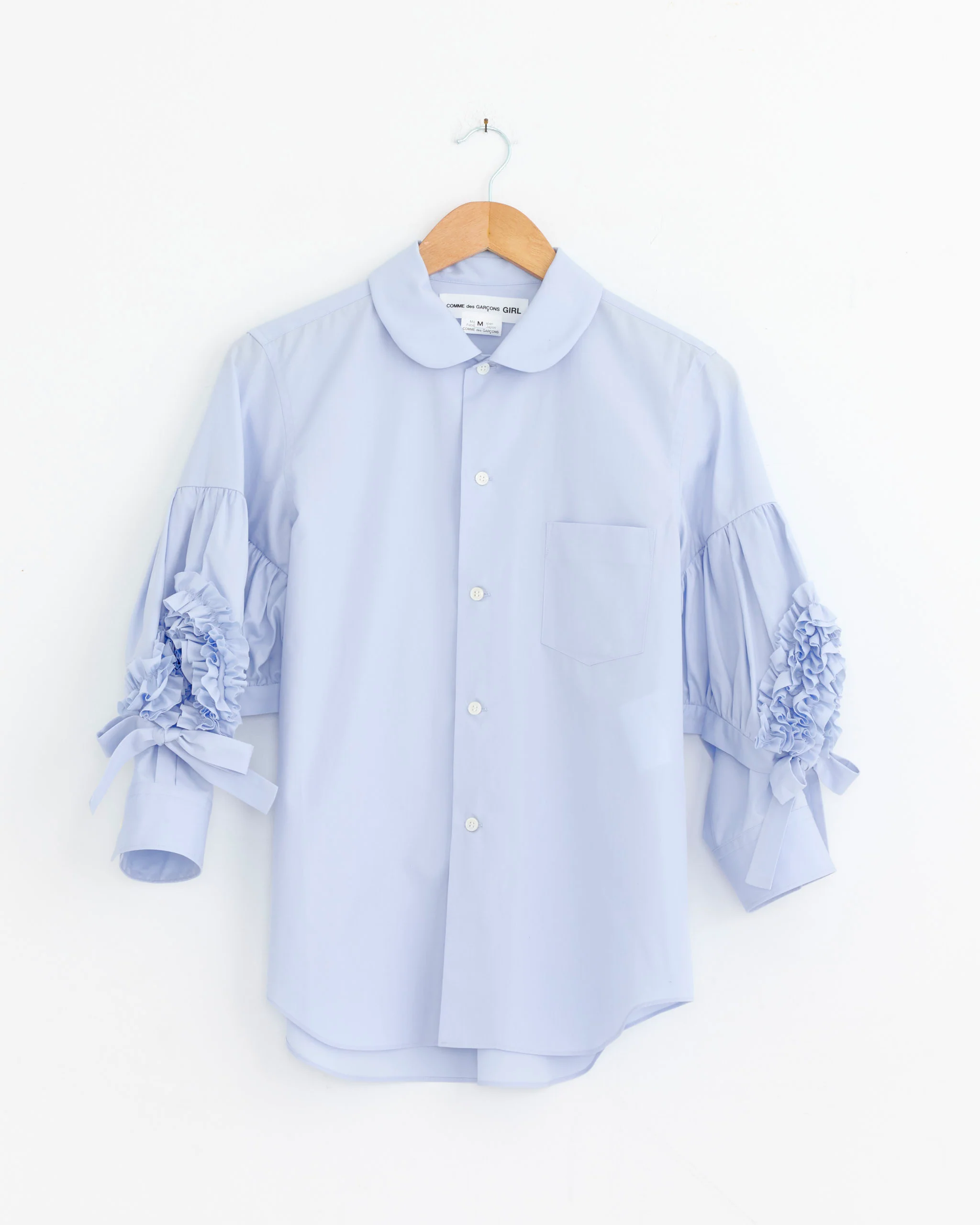 Ruffled Sleeve Shirt in Blue