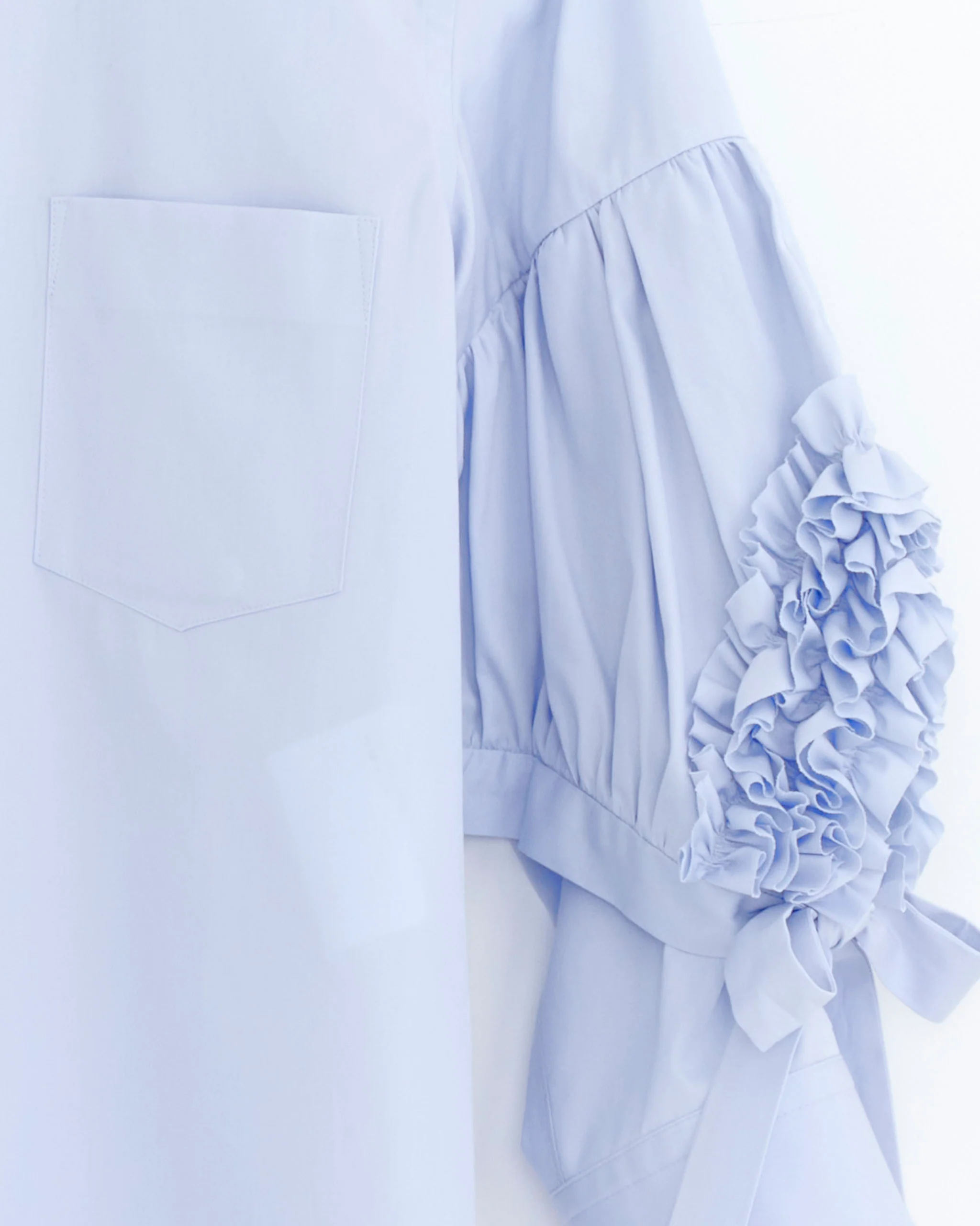 Ruffled Sleeve Shirt in Blue - Image 2