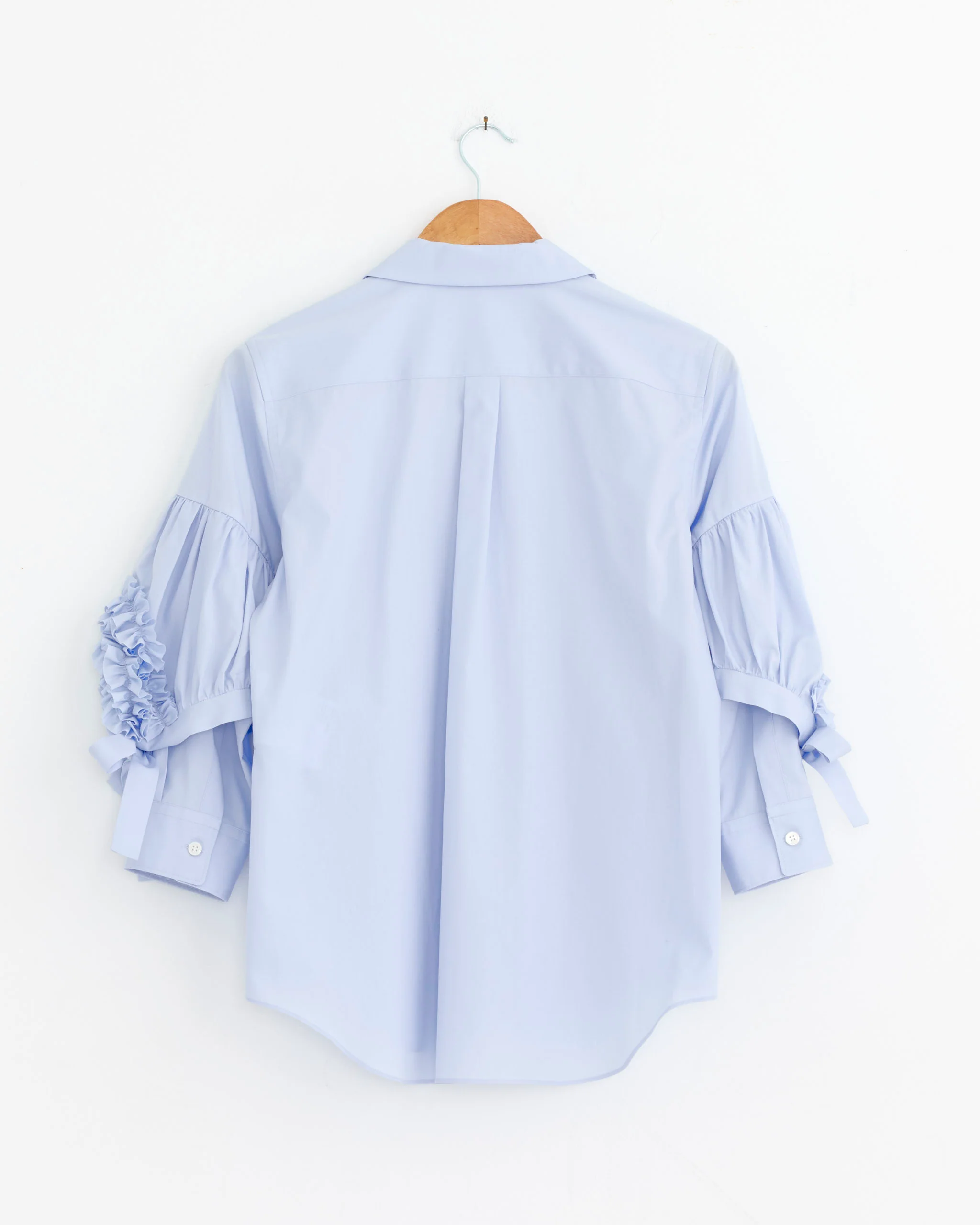 Ruffled Sleeve Shirt in Blue - Image 3