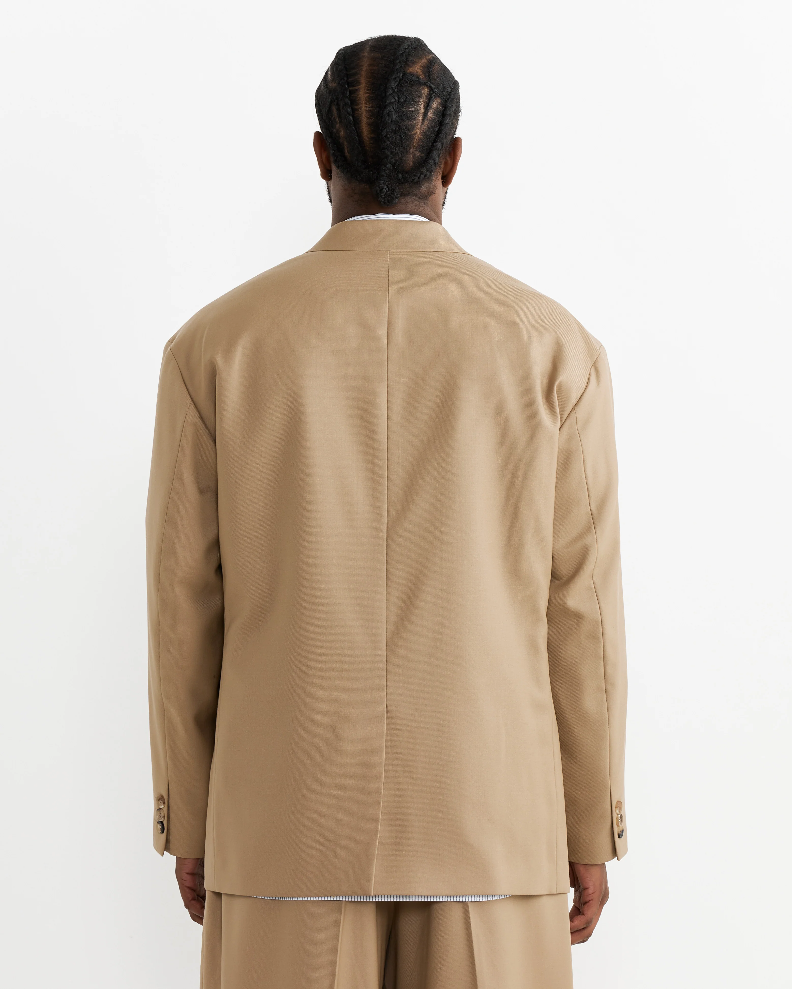 Oversized Single-Breasted Jacket in Beige - Image 4