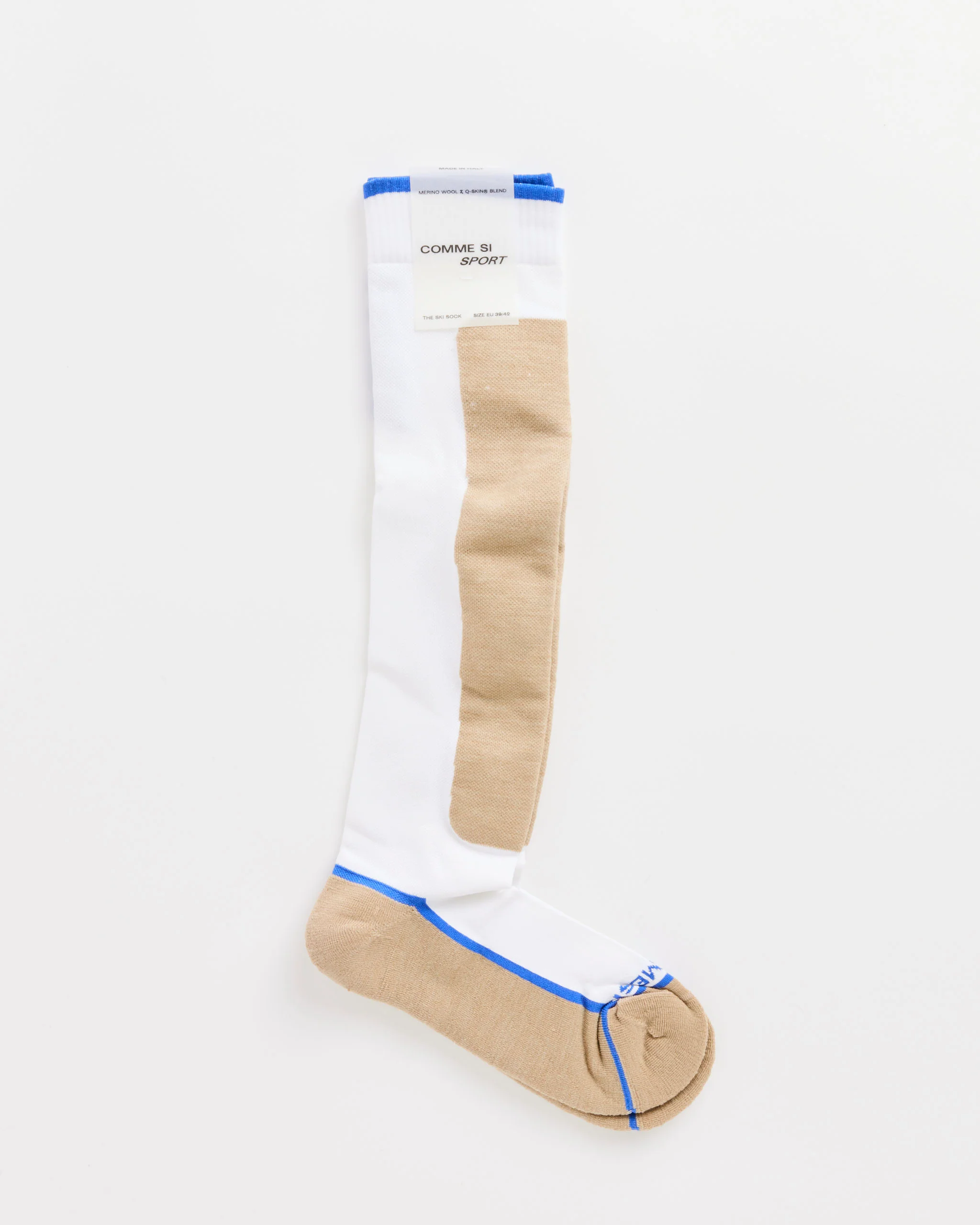 The Ski Socks in Camel/Blue Trim