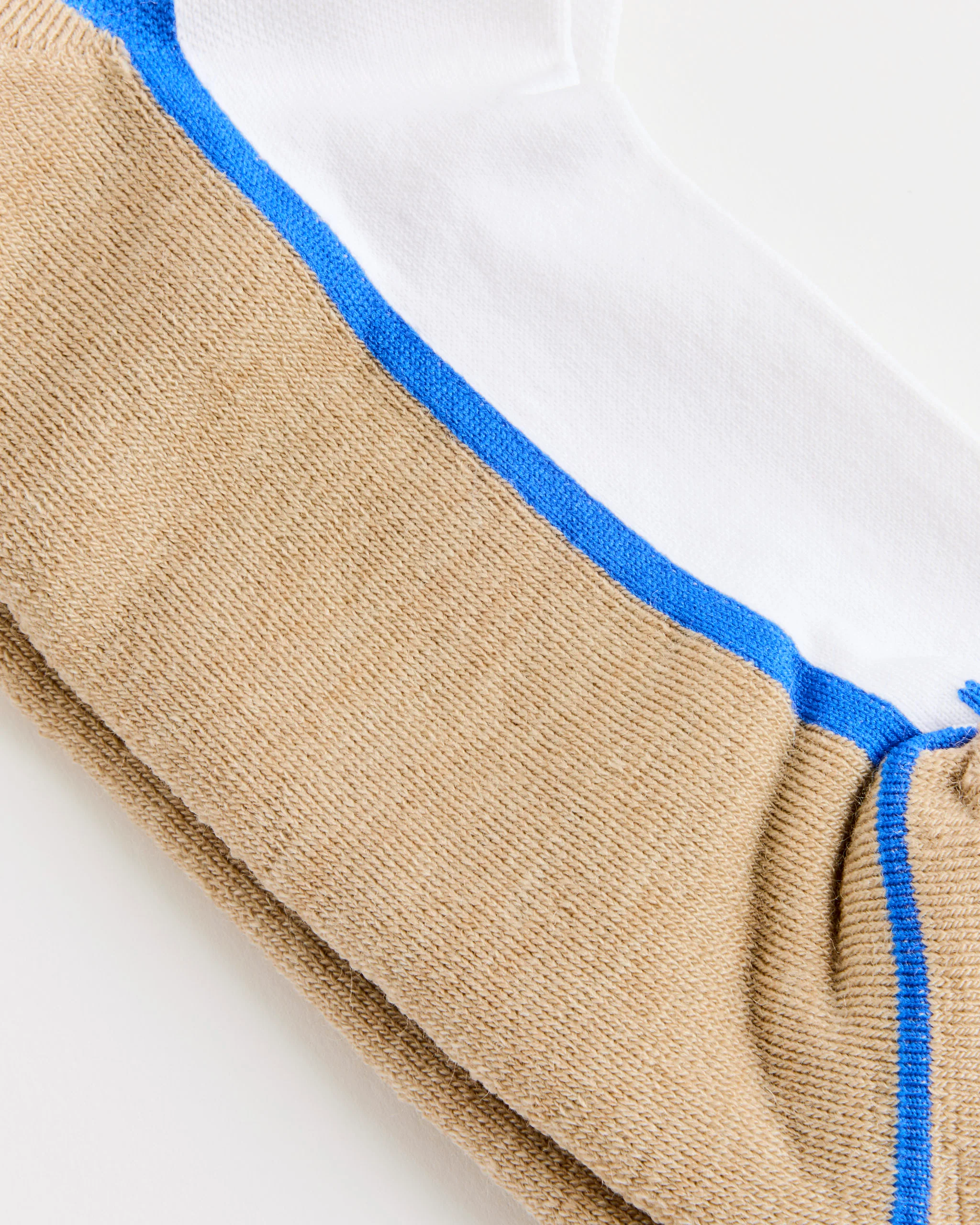 The Ski Socks in Camel/Blue Trim - Image 2
