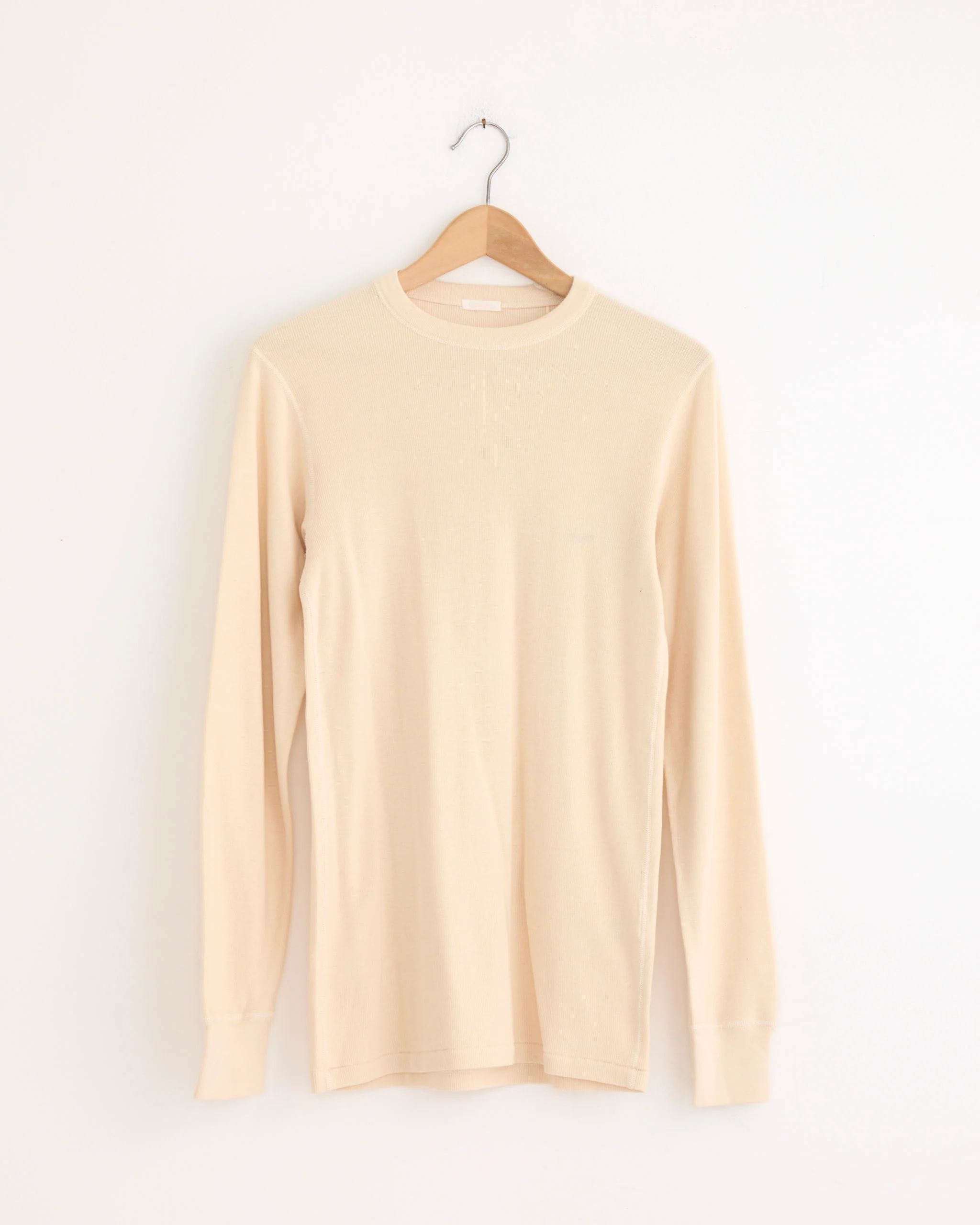 Cotton Cashmere Base Layer L/S Crew in Ecru