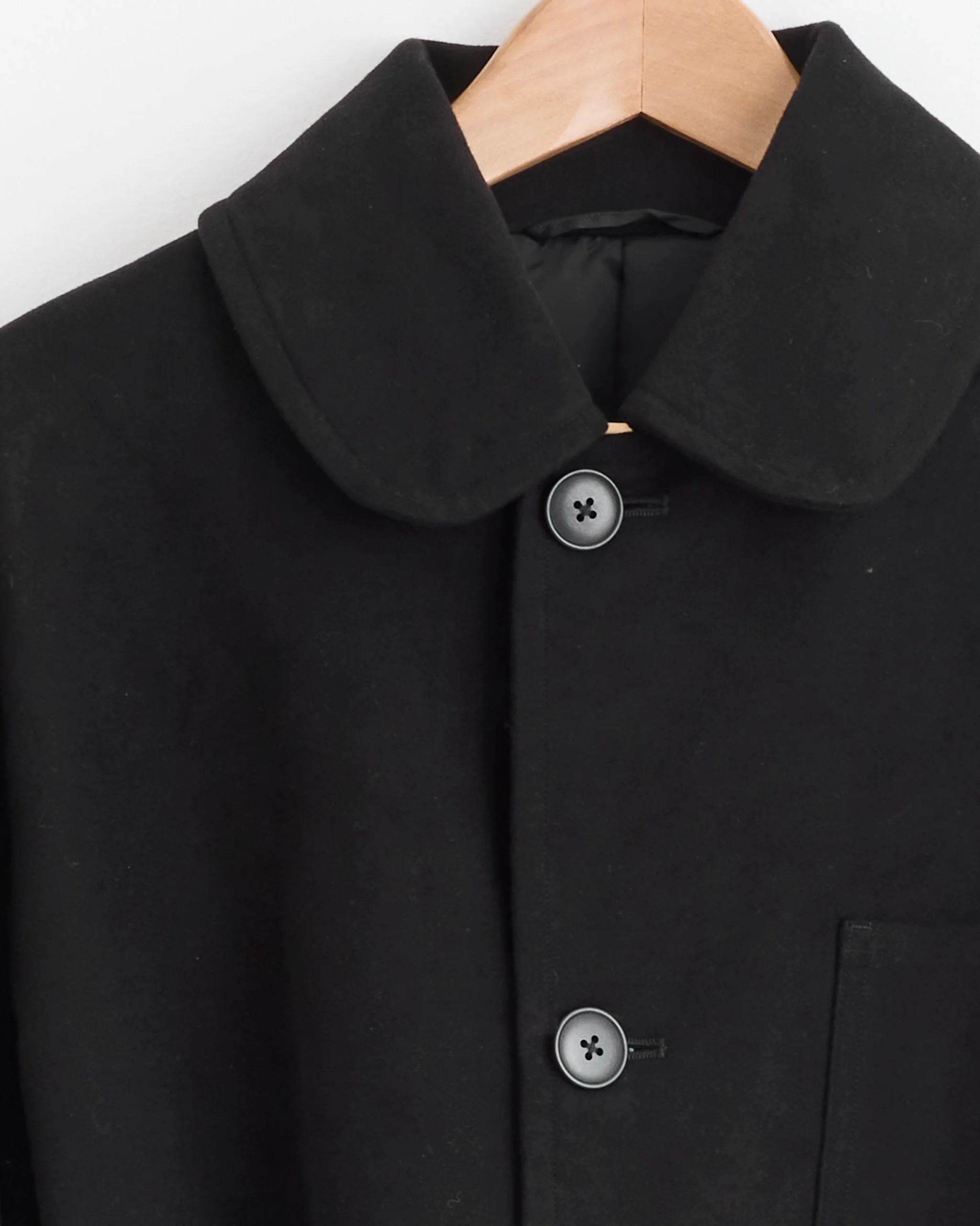 Moleskin Military Coat in Black - Image 2
