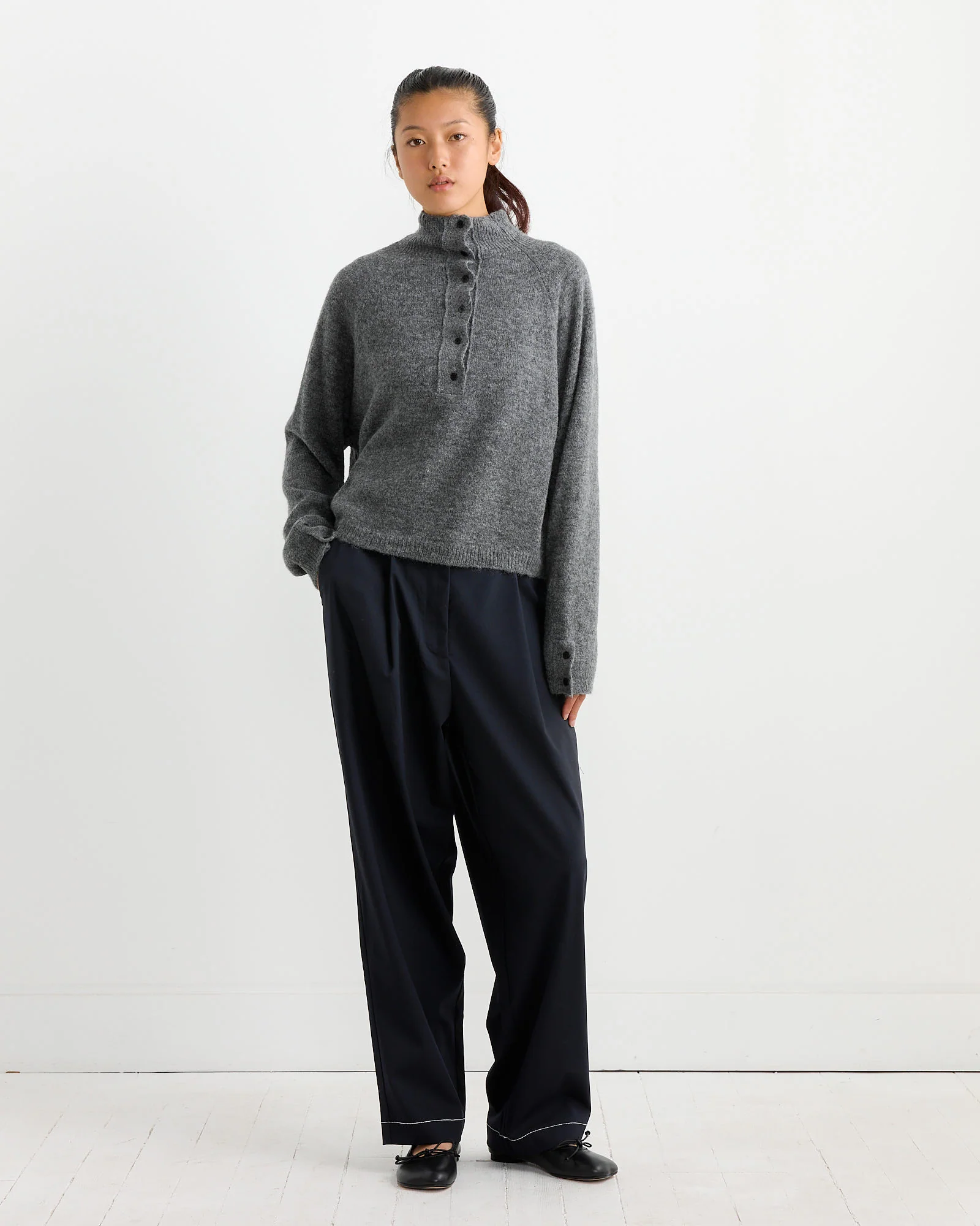 Baby Alpaca Sweater in Grey - Image 2